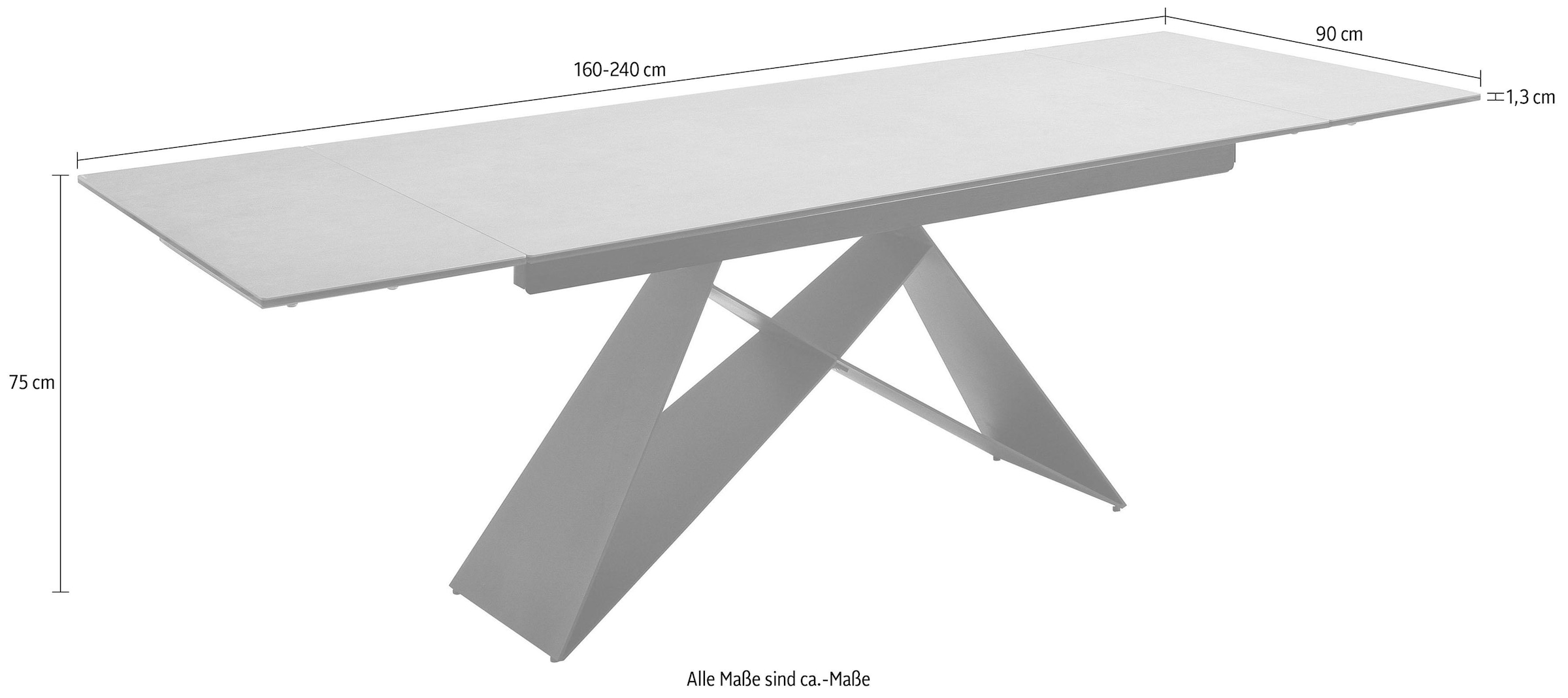 MCA furniture Esstisch »Kobe«, Esstisch Glas-Keramik mit Stirnauszug