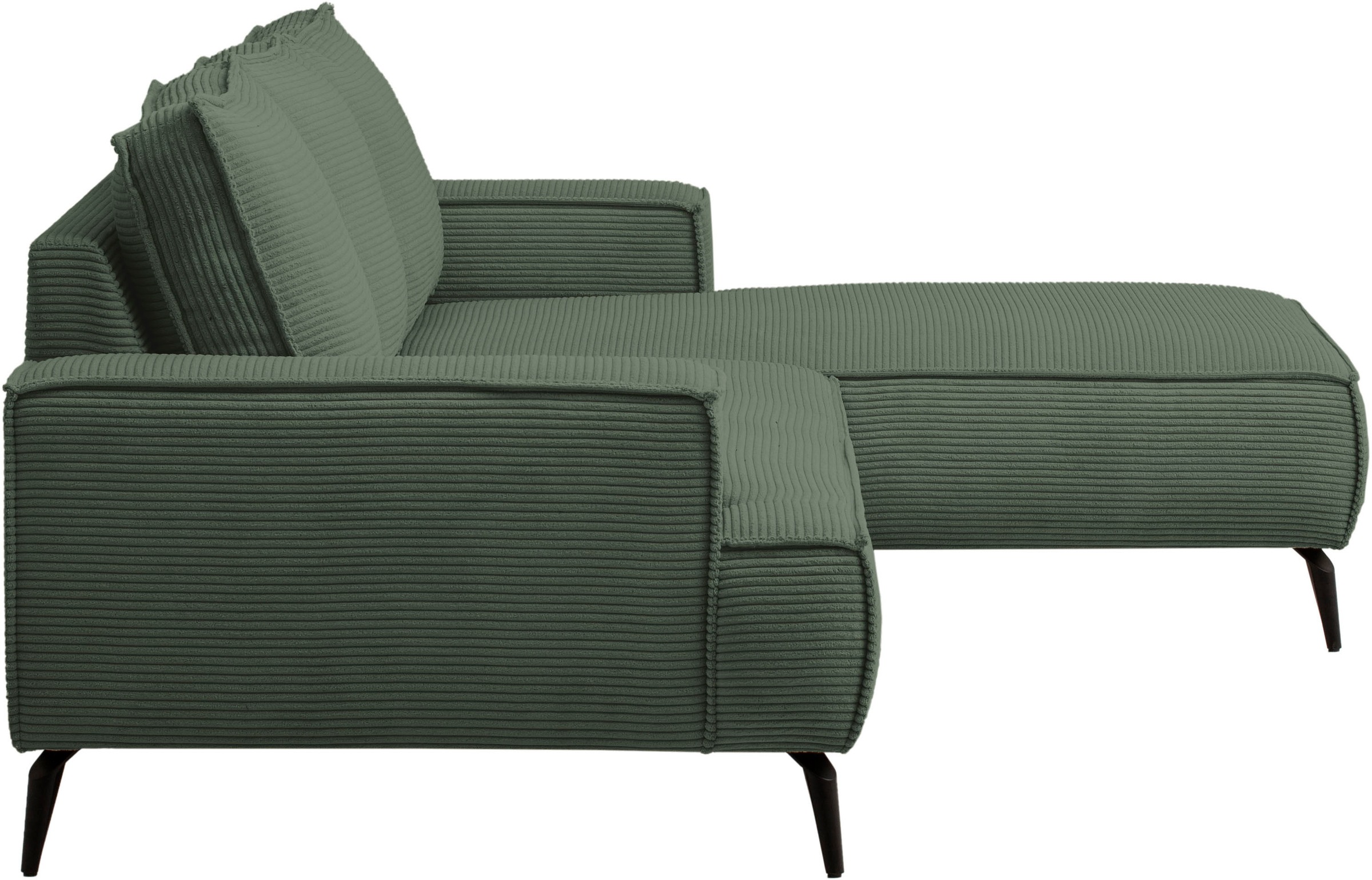 andas Ecksofa »TVINNU, L-Form in Cord, Sofa«, wahlweise Recamiere rechts/links, schwarze Füße, bequemer Sitzkomfort