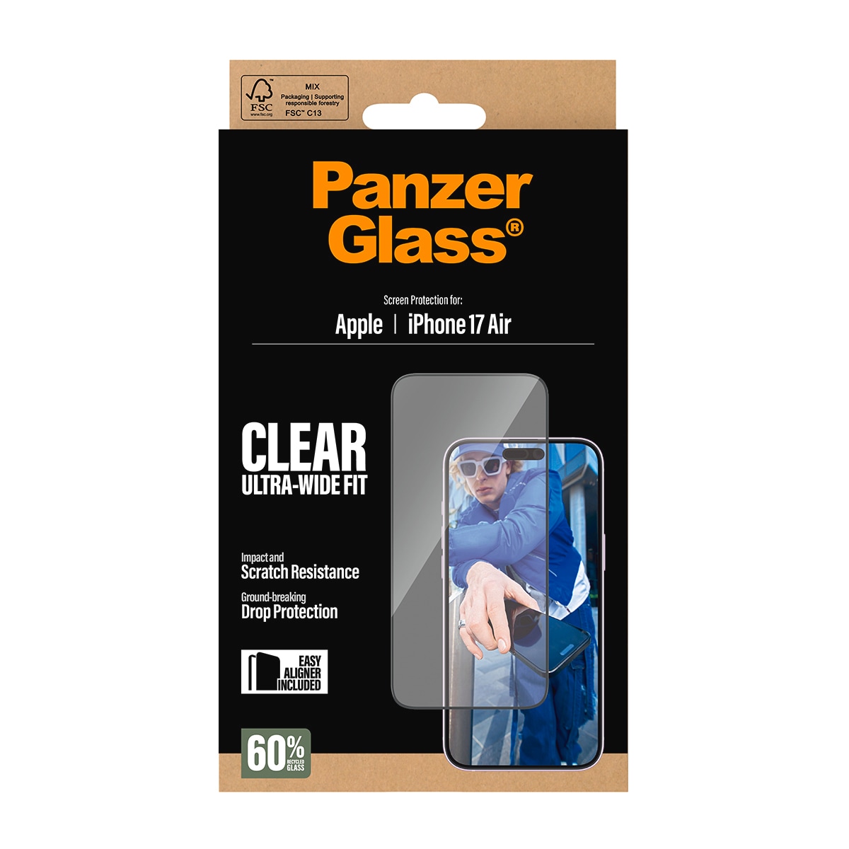 CARE by PanzerGlass Displayschutzglas »Ultra-Wide Fit Screen Protector« für Apple iPhone Air Displayschutzfolie, Schutzfolie, Bildschirmschutz, kratz- & stoßfest