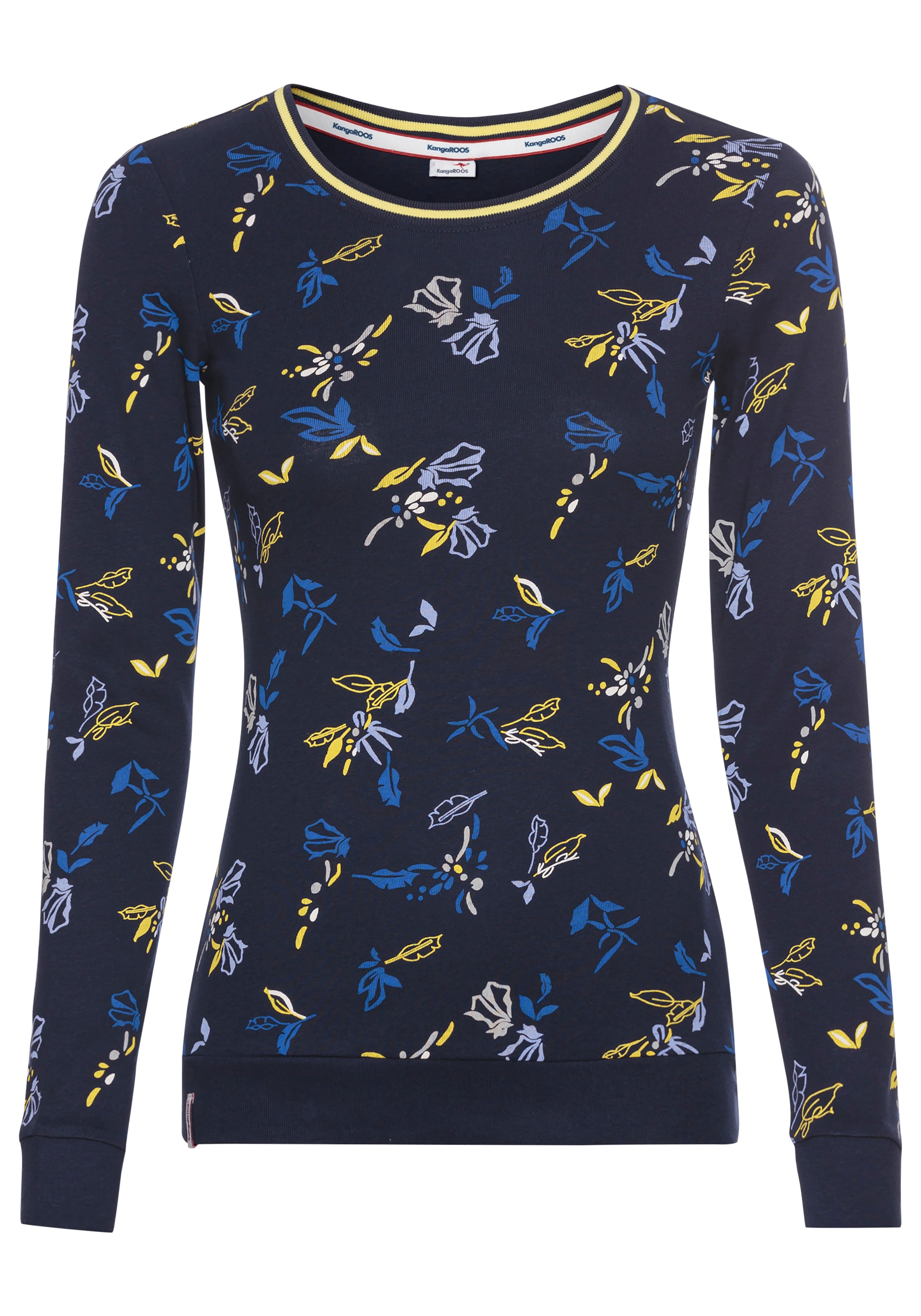 KangaROOS Langarmshirt, mit Allover-Print und Kontrastdetails - NEUE KOLLEKTION