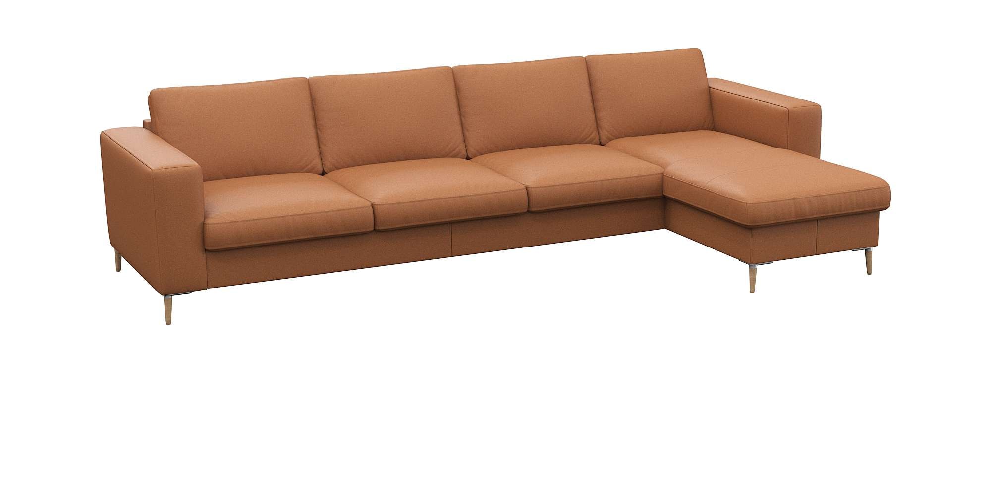 FLEXLUX Ecksofa »Fiore, super Sitzkomfort durch Kaltschaum im Sitz, L-Form«, breite Armlehnen, Füße Alu+ Eiche