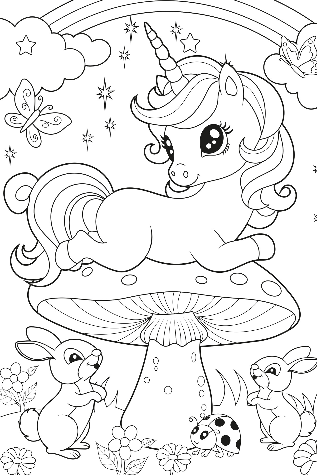 queence Bild »Einhorn auf Fliegenpilz« Blätter   Blätterbilder   Einhorn günstig online kaufen