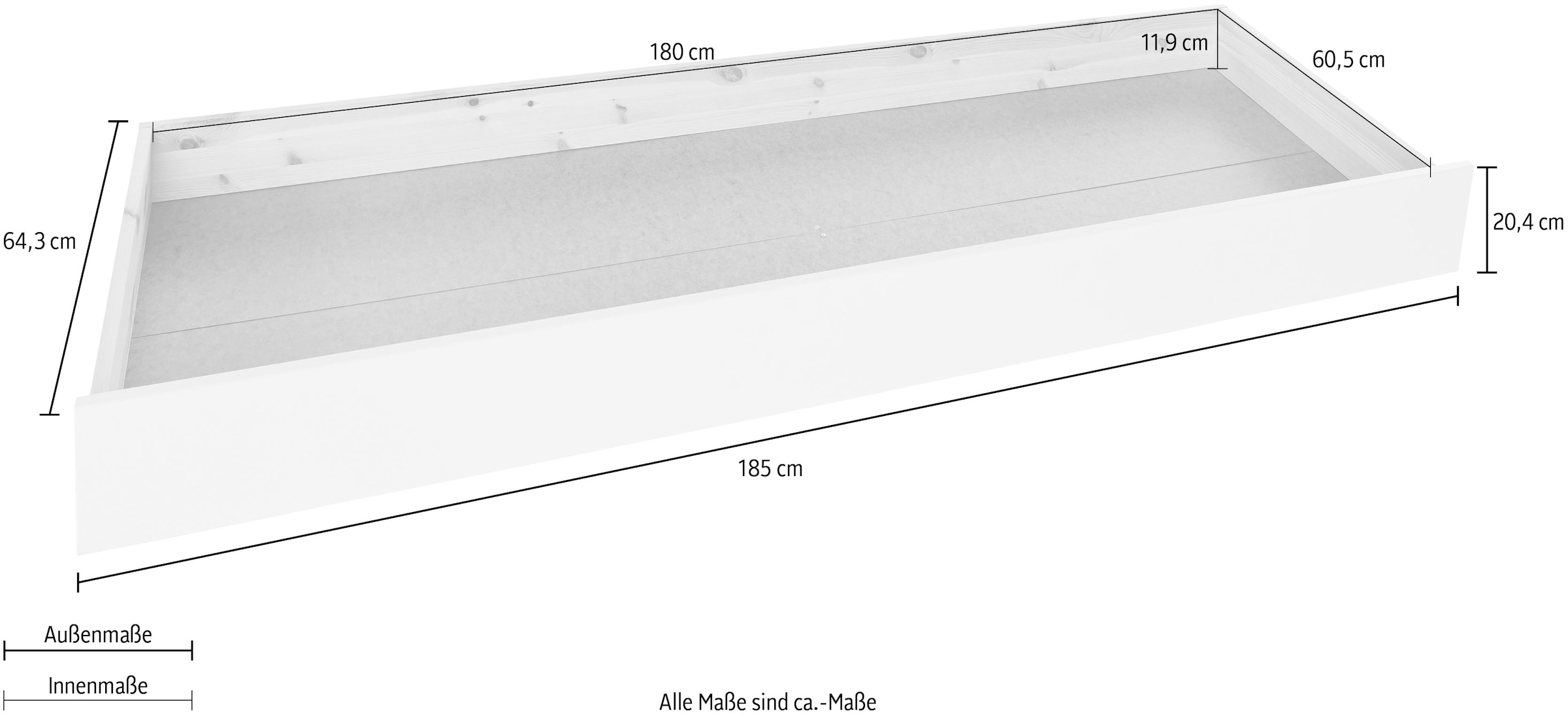 Lüttenhütt Schubkasten »"ERIK " nur passend zum Daybed "ERIK"«, massive Kiefer, auf Rollen