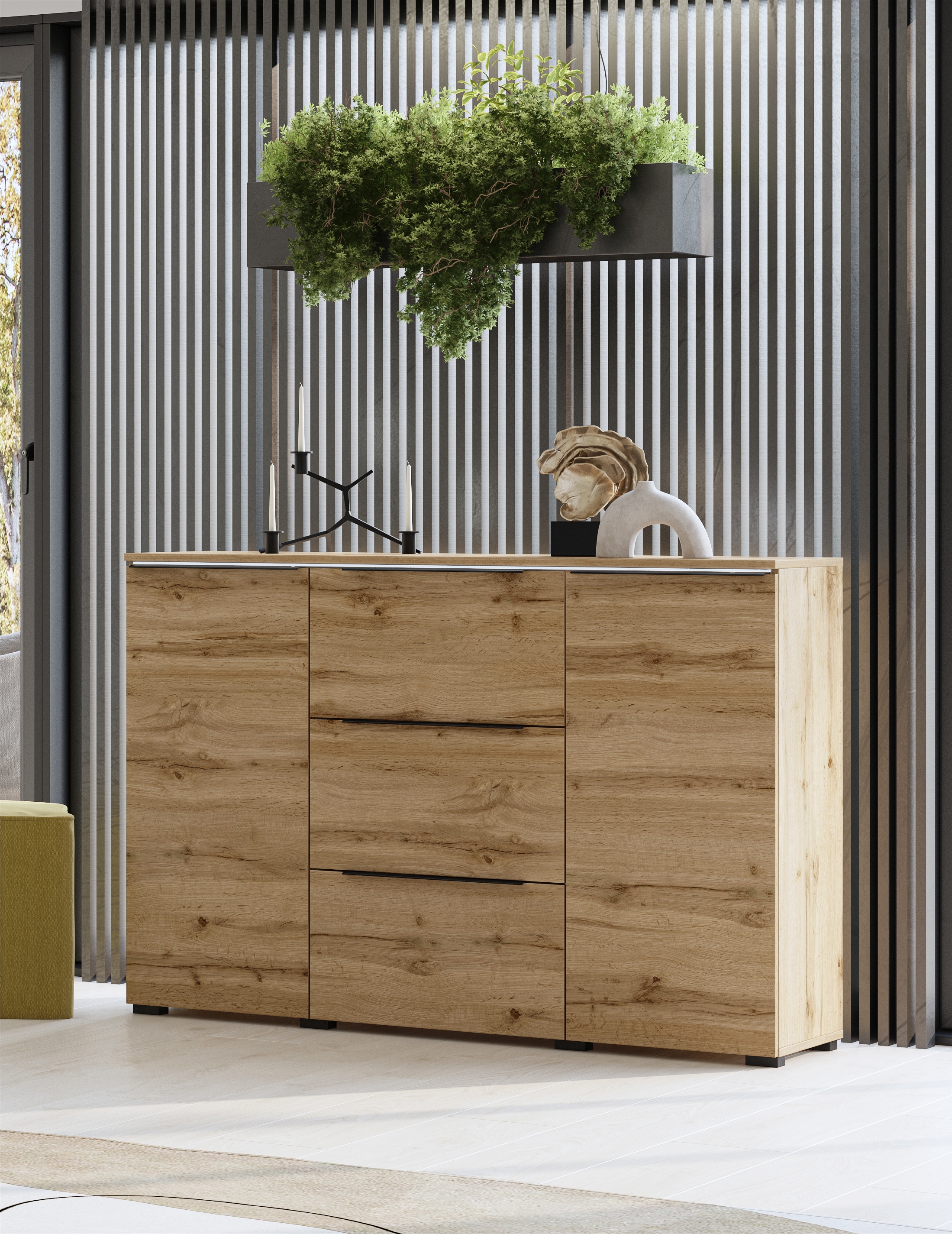 INOSIGN Sideboard »Tana, Breite 132 cm, moderne Kommode 3 SK,2 Trg«, Schubladenschrank,Anrichte mit viel Stauraum, Einlegeböden verstellbar