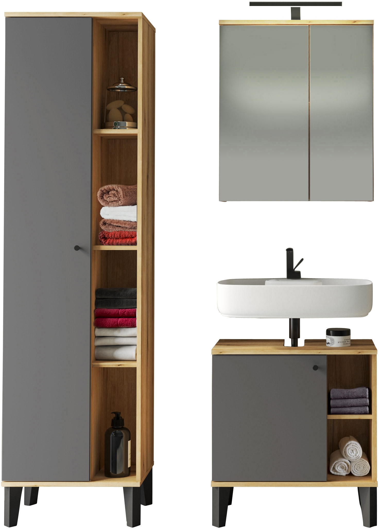 INOSIGN Badmöbel-Set »OSLO, Bad im skandinavischen Design, 5-teiliges Badez günstig online kaufen