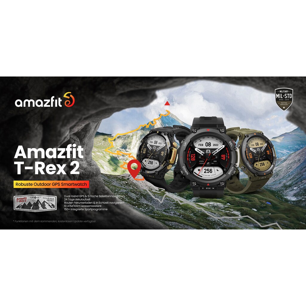 Amazfit Smartwatch »T-Rex 2«, (Amazfit OS)