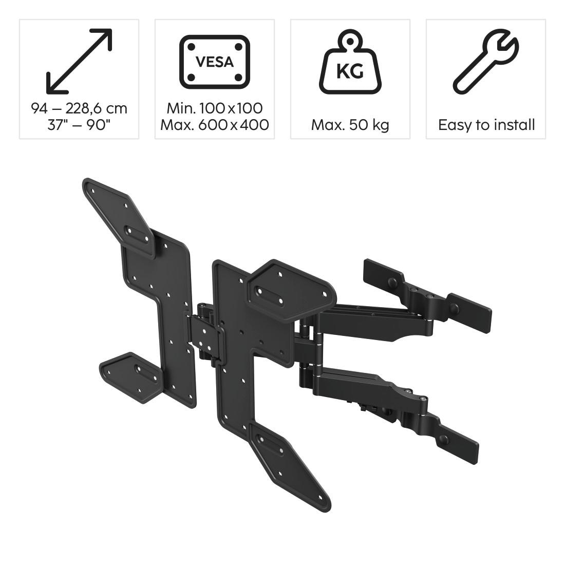 Hama TV-Wandhalterung »OLED, schwenkbar, vollbeweglich, 37-90“, 43", 50", 55", 65", 75"«, bis 228,6 cm Zoll