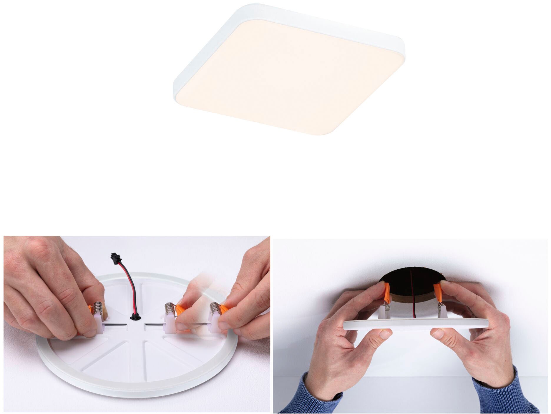 Paulmann LED Einbauleuchte »Veluna VariFit Edge IP44 eckig 90x90mm 450lm 3000K Weiß dimmbar«, 1 flammig, LED Einbaupanel IP44 eckig 90x90mm 450lm 3000K Weiß dimmbar