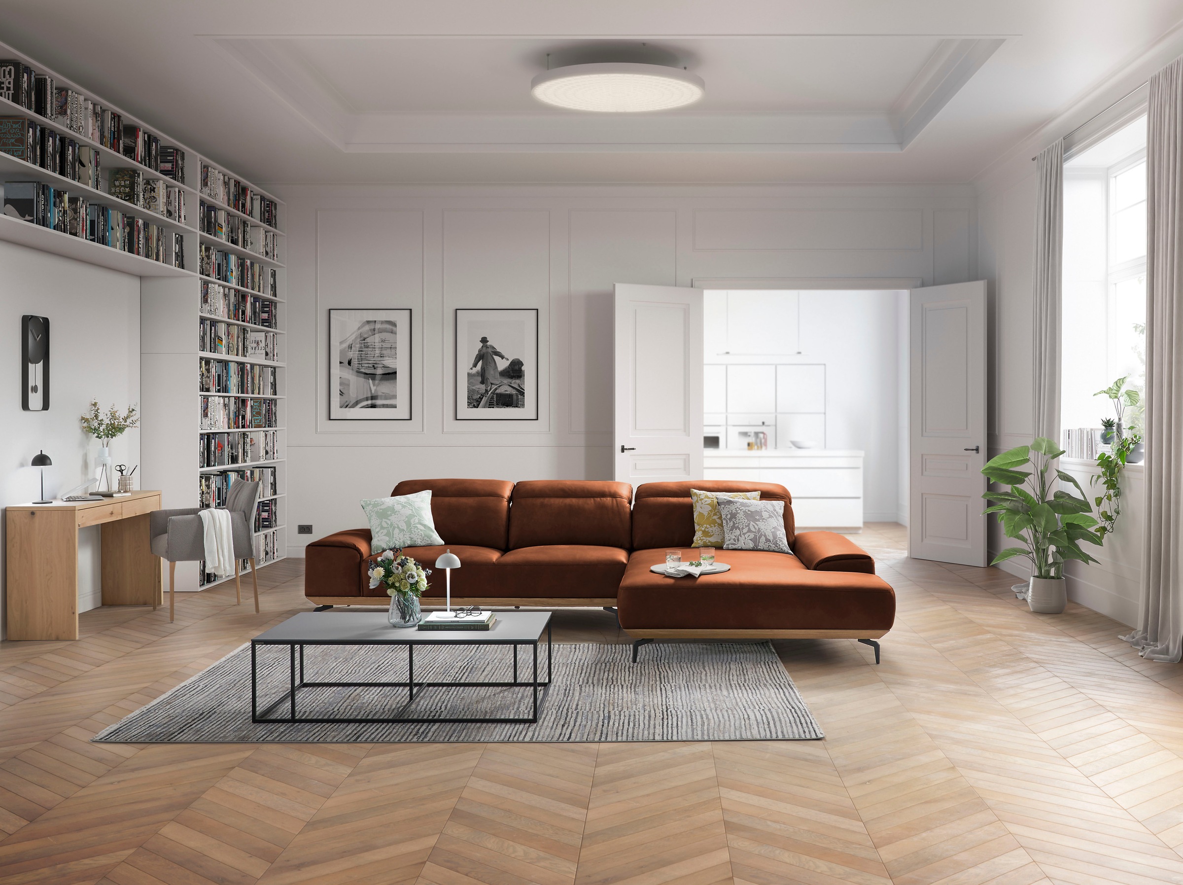 Musterring Wohnlandschaft »MR 2490«, Fuß schwarz, Sitzhöhe 48cm, wahlweise mit Funktionen, Maße 342x207 cm
