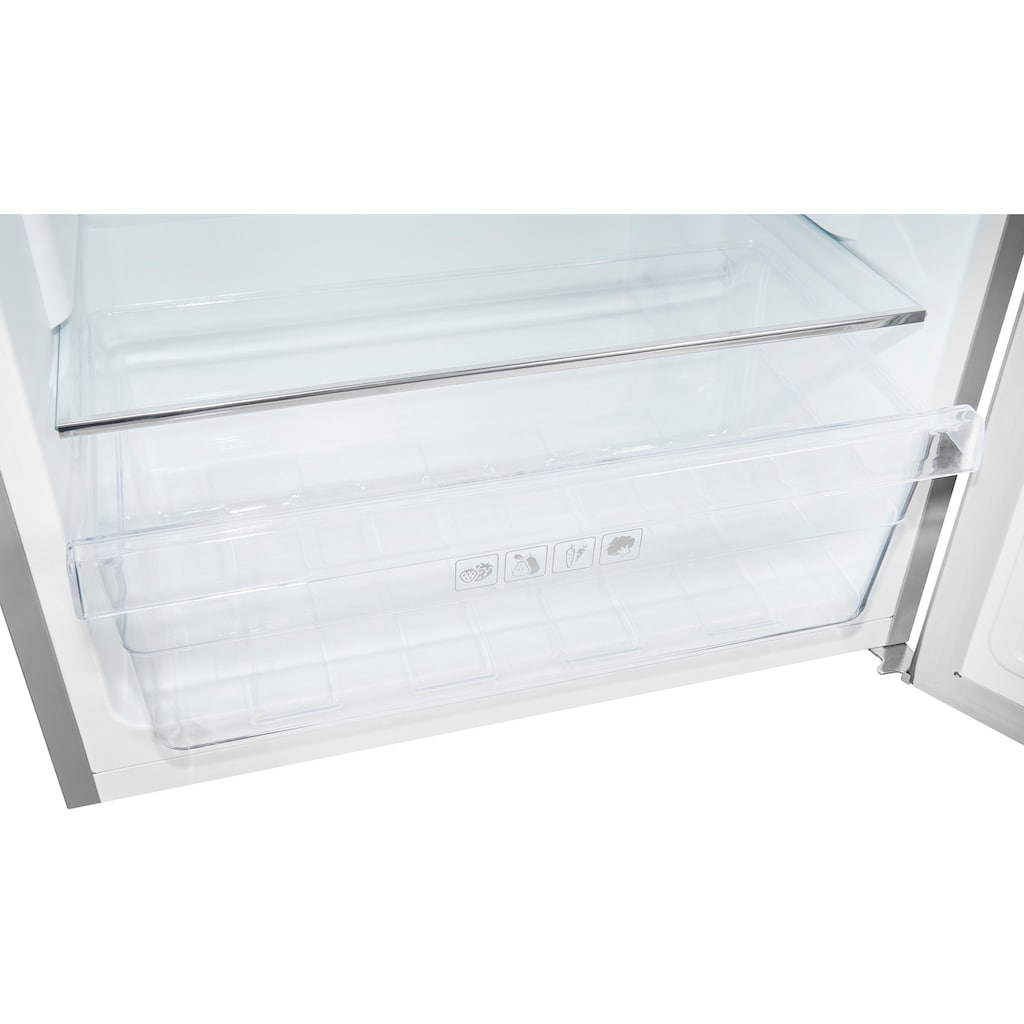 exquisit Kühlschrank »KS350-V-H-040E«, KS350-V-H-040E inoxlook, 173 cm hoch, 60 cm breit