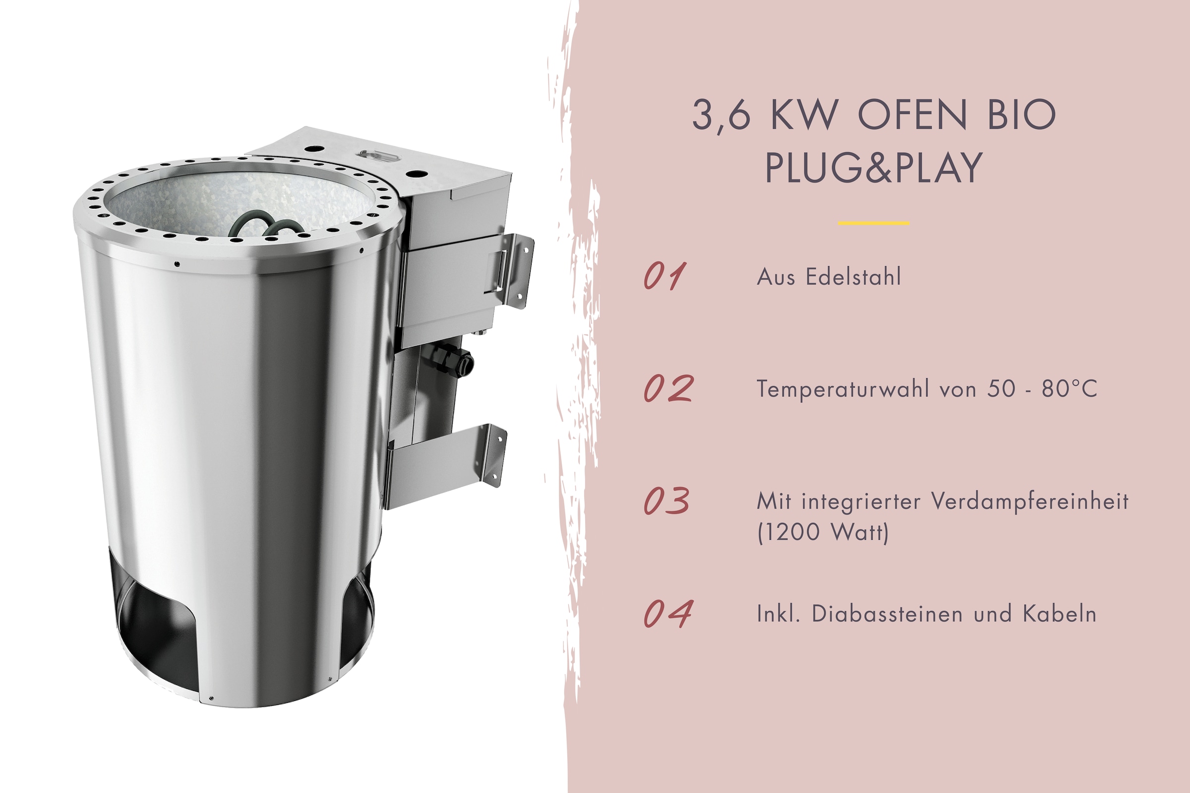 Karibu Sauna »Swantje« Set,  Ofen 3,6 kW Bio-Ofen externe Strg. easy