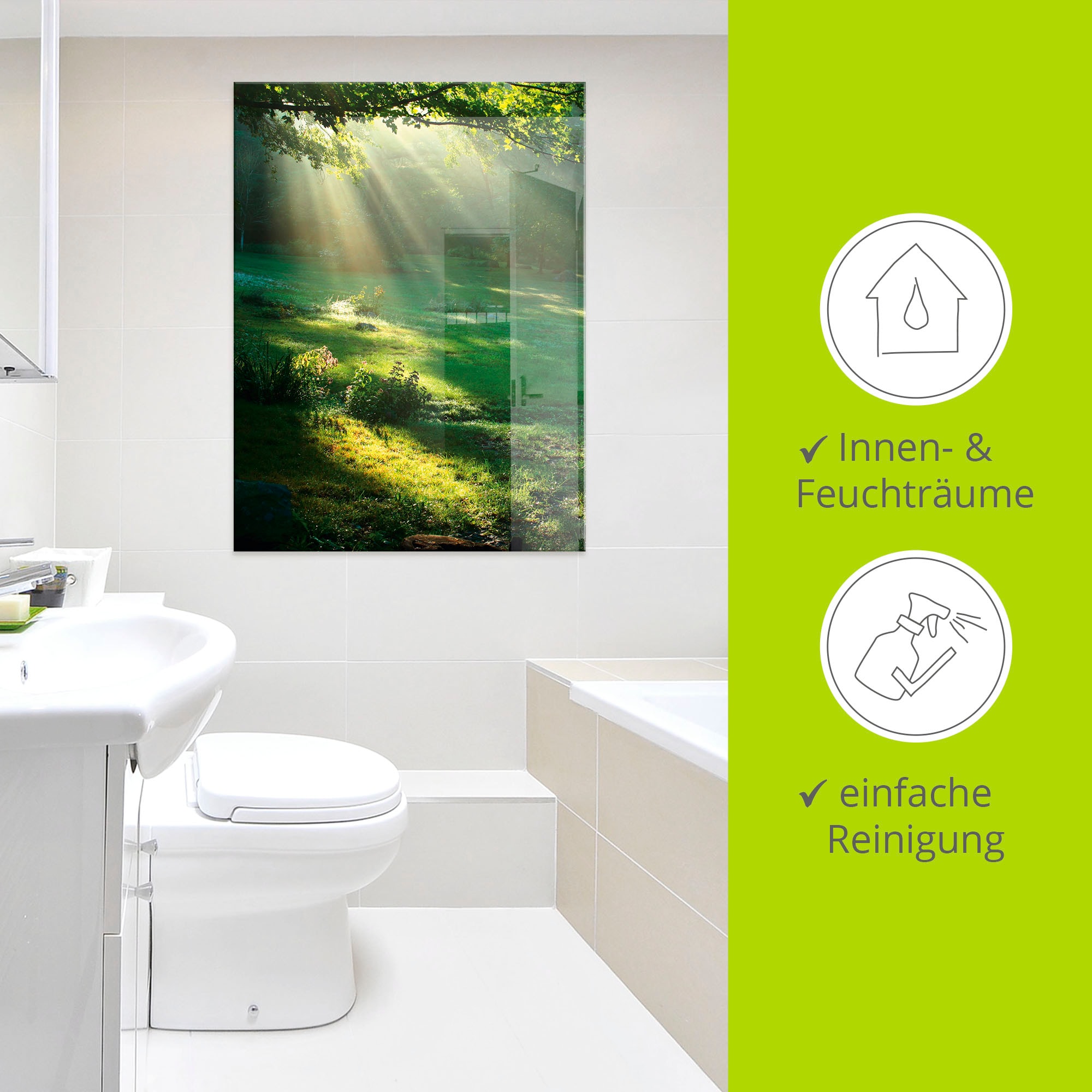 Artland Glasbild »Lichtkegel« Wald 1 Stk. tlg. in verschiedenen Größen