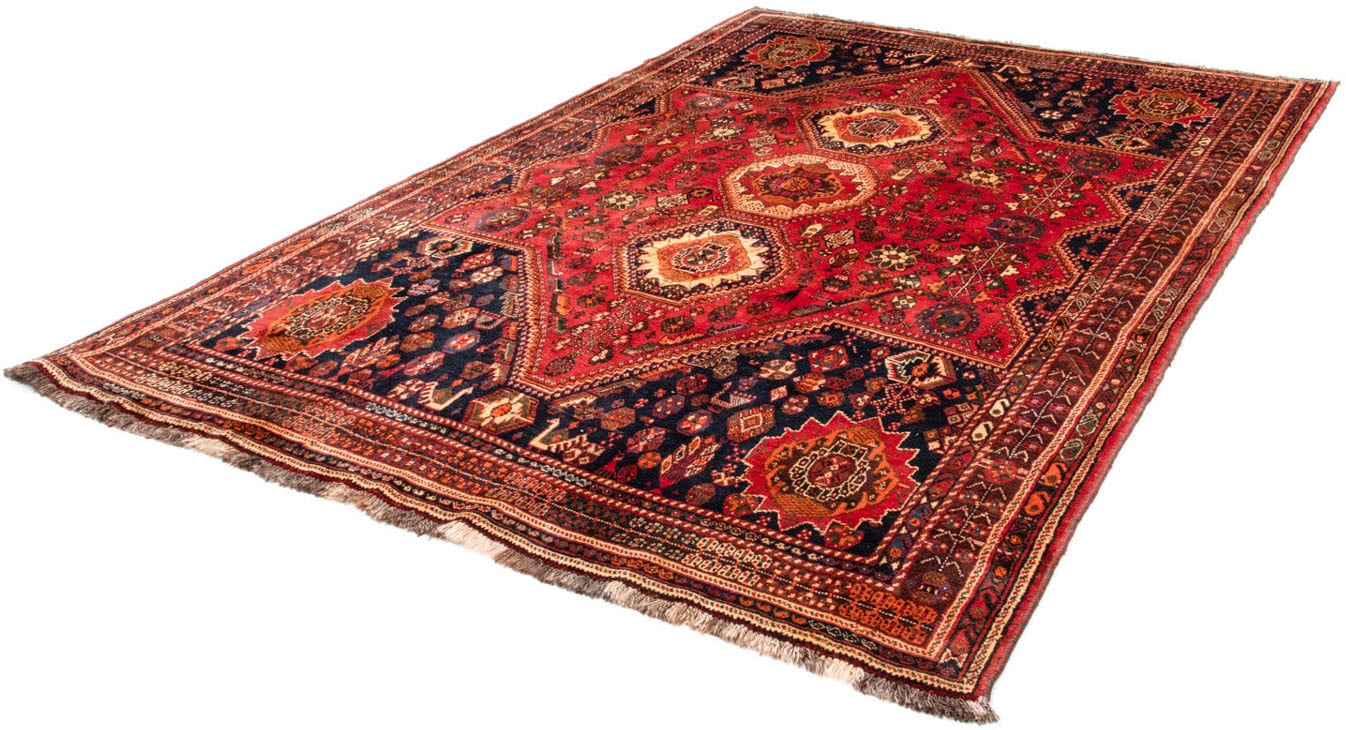 Wollteppich „Shiraz Medaillon Rosso 290 x 200 cm“, rechteckig, Unikat mit Zertifikat Rot 10 mm B/L: 200 cm x 290 cm – 10 mm