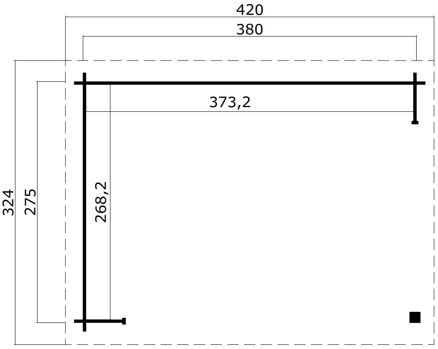LASITA MAJA Gartenhaus »Unterstand/Lounge Buffalo 380«, Unterstand / Lounge 28mm, Fundamentmass 3800x2750, Lichtgrau