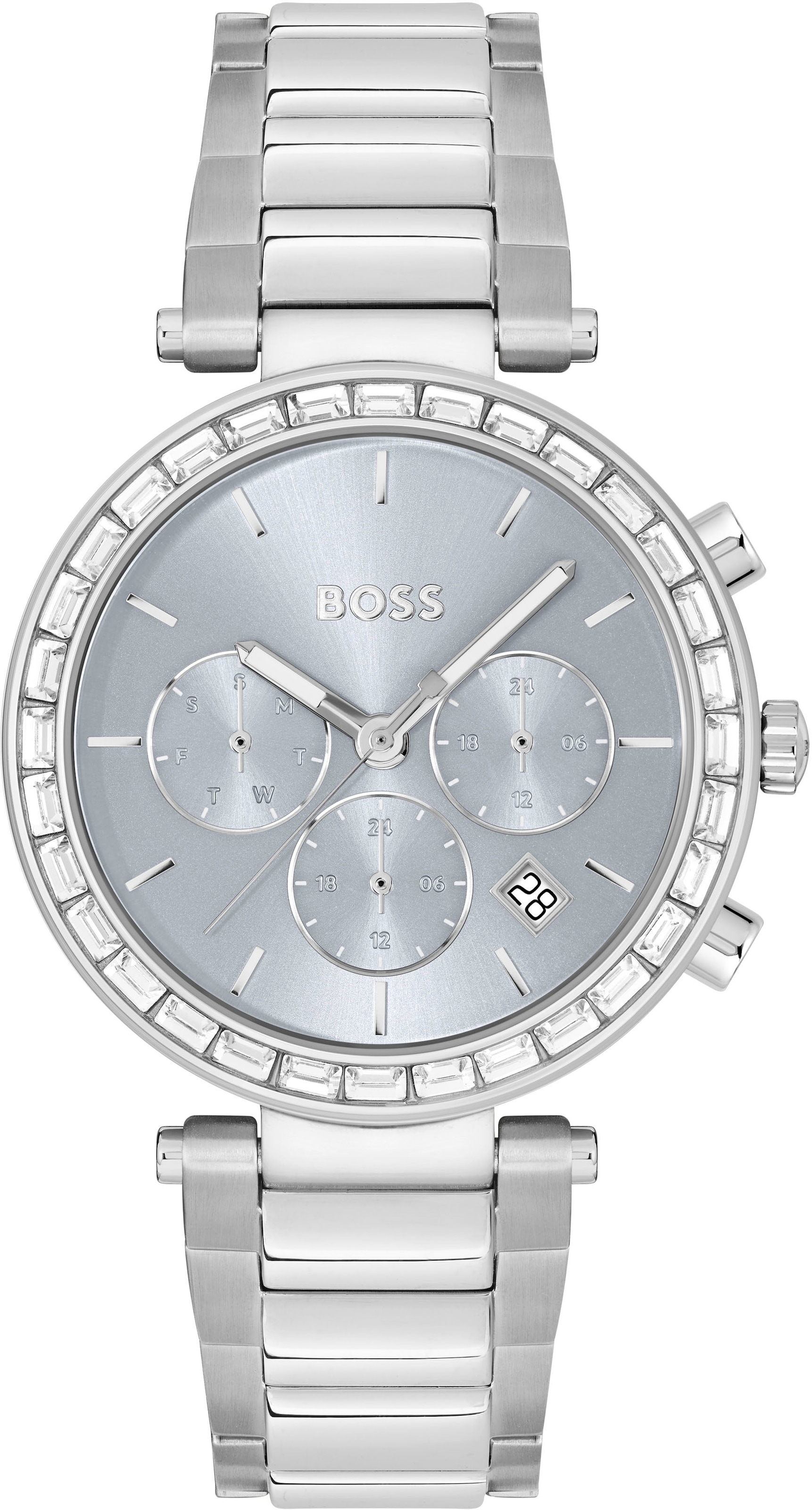 BOSS Multifunktionsuhr »ANDRA, 1502692«, Quarzuhr, Damenuhr, Armbanduhr, Glaskristalle, Datum
