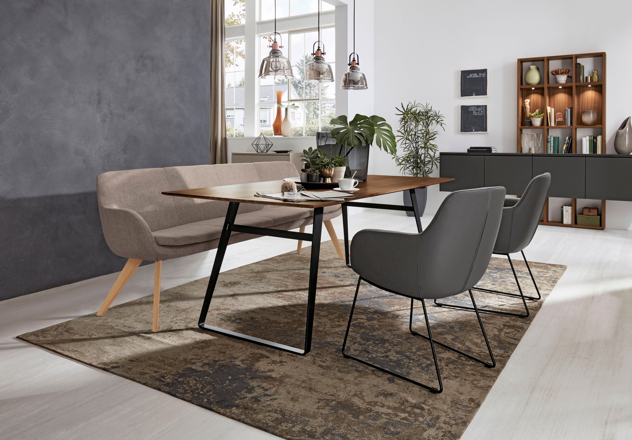 Musterring Essbank »Tavia«, Stativgestell aus Eiche bianco massiv, Breite 180, 200 oder 220 cm