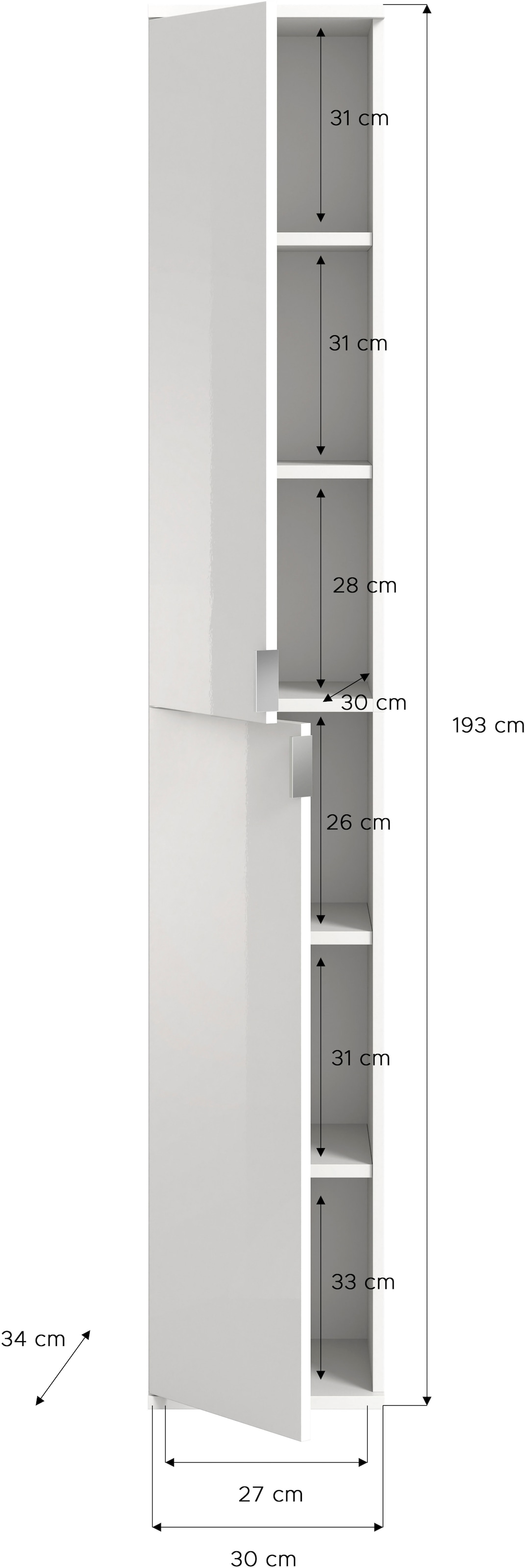 INOSIGN Garderoben-Set »Trondheim, 91 cm, best. aus 2 Schränken, 6 Türen, 15 Fächer«, (Set, 2 St.), inkl. ausziehbarer Kleiderstange, Garderobenschrank, Kleiderschrank