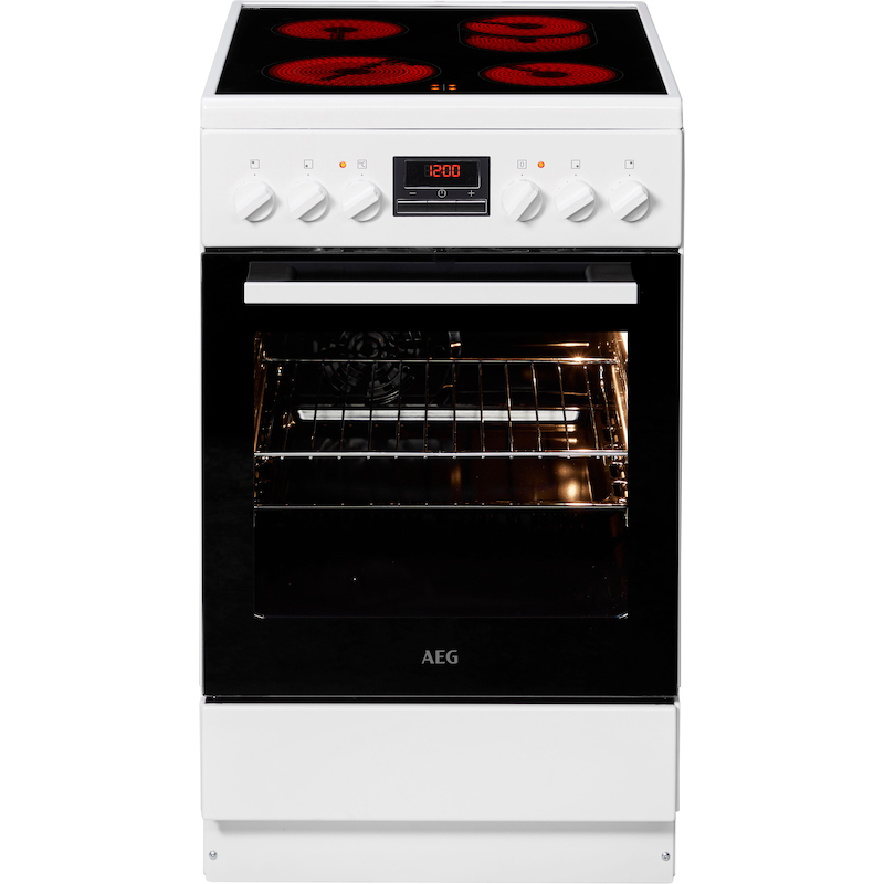 AEG Elektro-Standherd »CCB544COBW« mit FlexiRunners – Teilauszug (2 Paar) Heißluftsystem, Bräter- und Mehrkreiskochzone, 50 cm weiß...