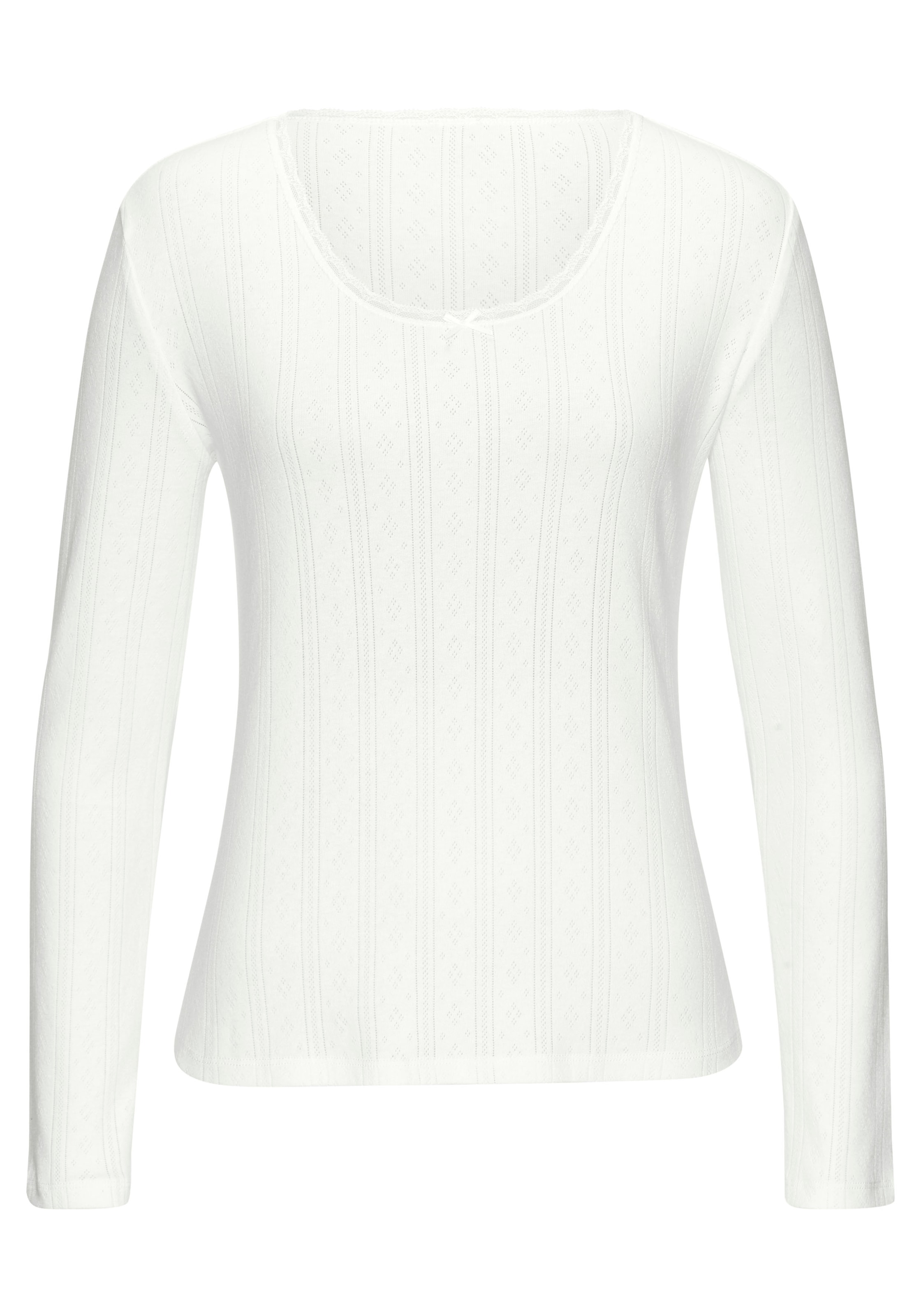 Vivance Langarmshirt 2er-Pack,  aus weichem Pointelle-Strick mit Spitze