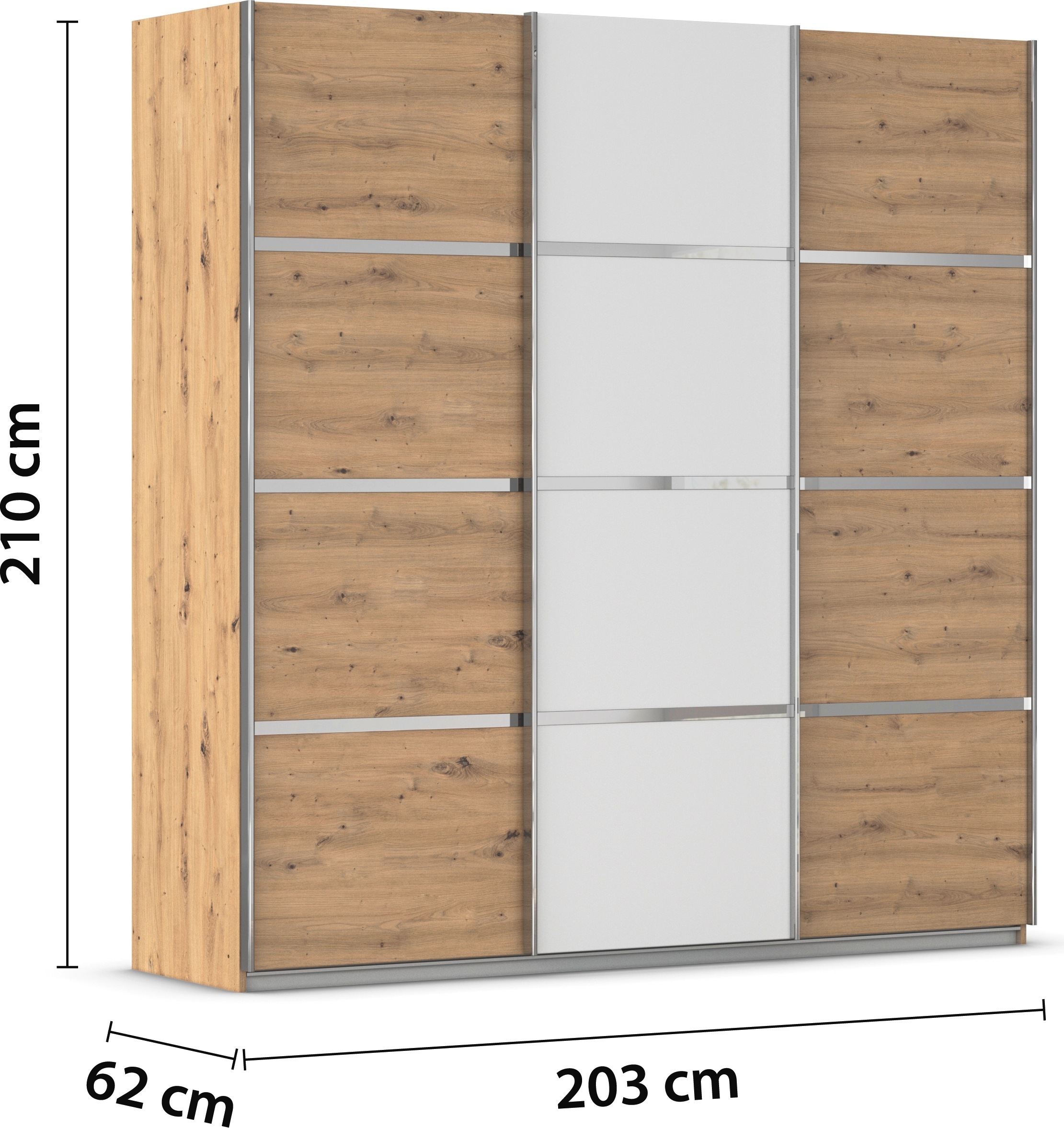 rauch Kleiderschrank »Schwebetürenschrank Garderobe Schrank TOP ANGEBOT Avola«, (in 3 verschiedenen Ausstattungen BASIC/CLASSIC/PREMIUM), mit eleganten Zierleisten in Chrom, Schwarz oder Weiß MADE IN GERMANY
