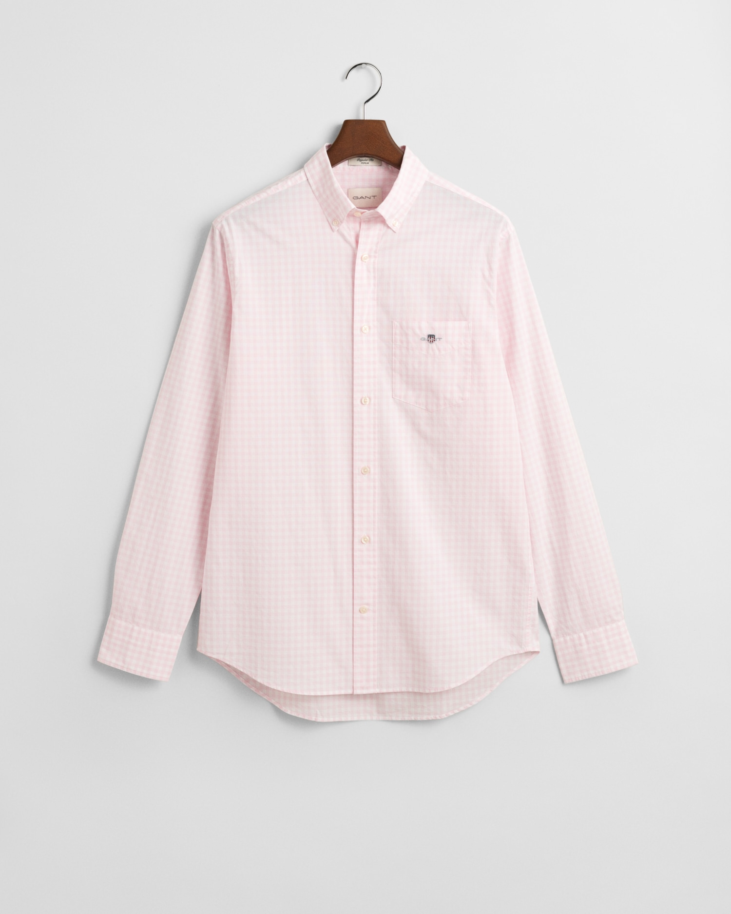 Gant Langarmhemd »REG POPLIN GINGHAM SHIRT« mit Logostickerei auf der Brust