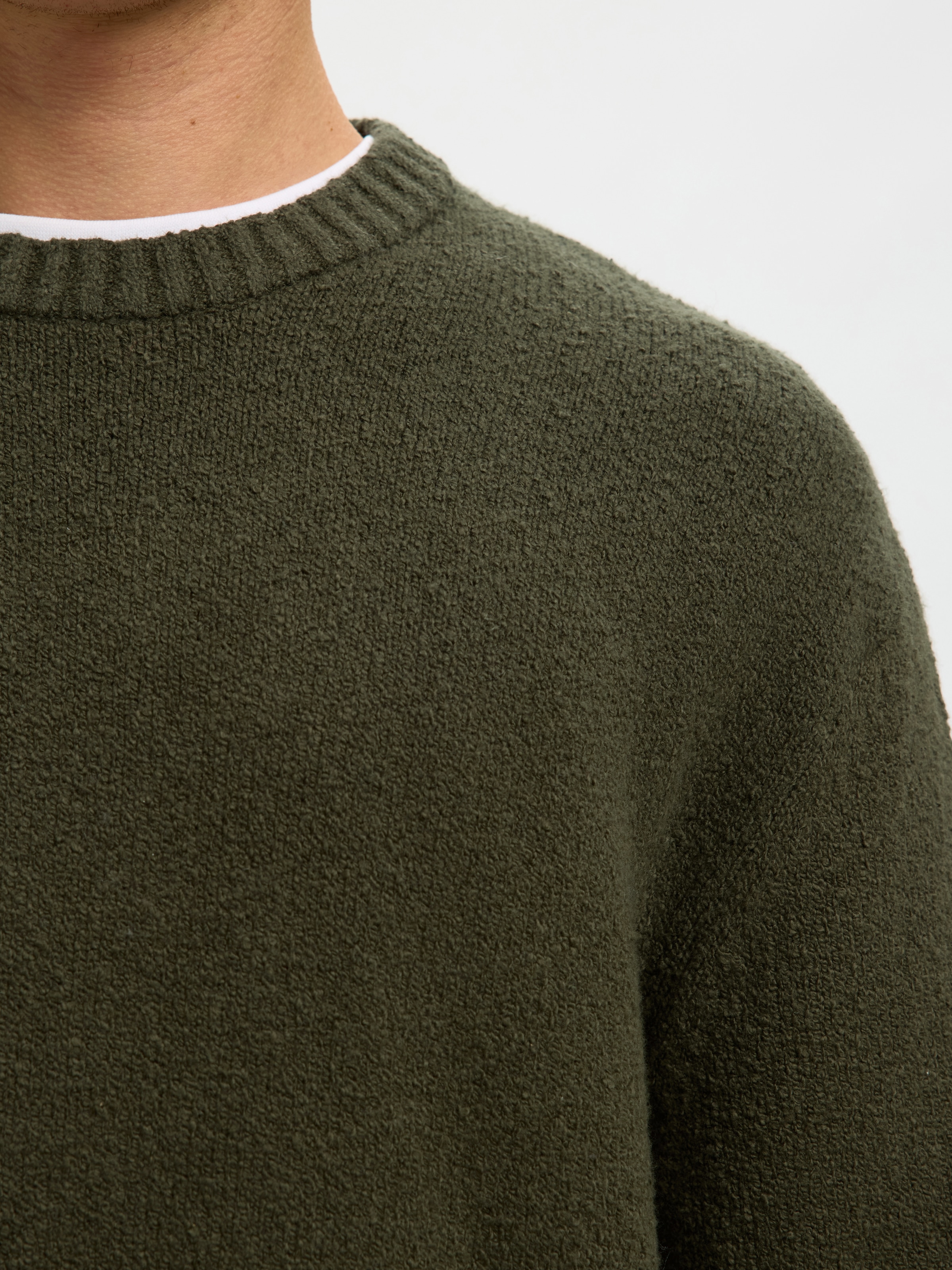 SELECTED Rundhalspullover »SLMALEX LS KNIT CREW NECK NOOS« Baumwollmischung, relaxed fit