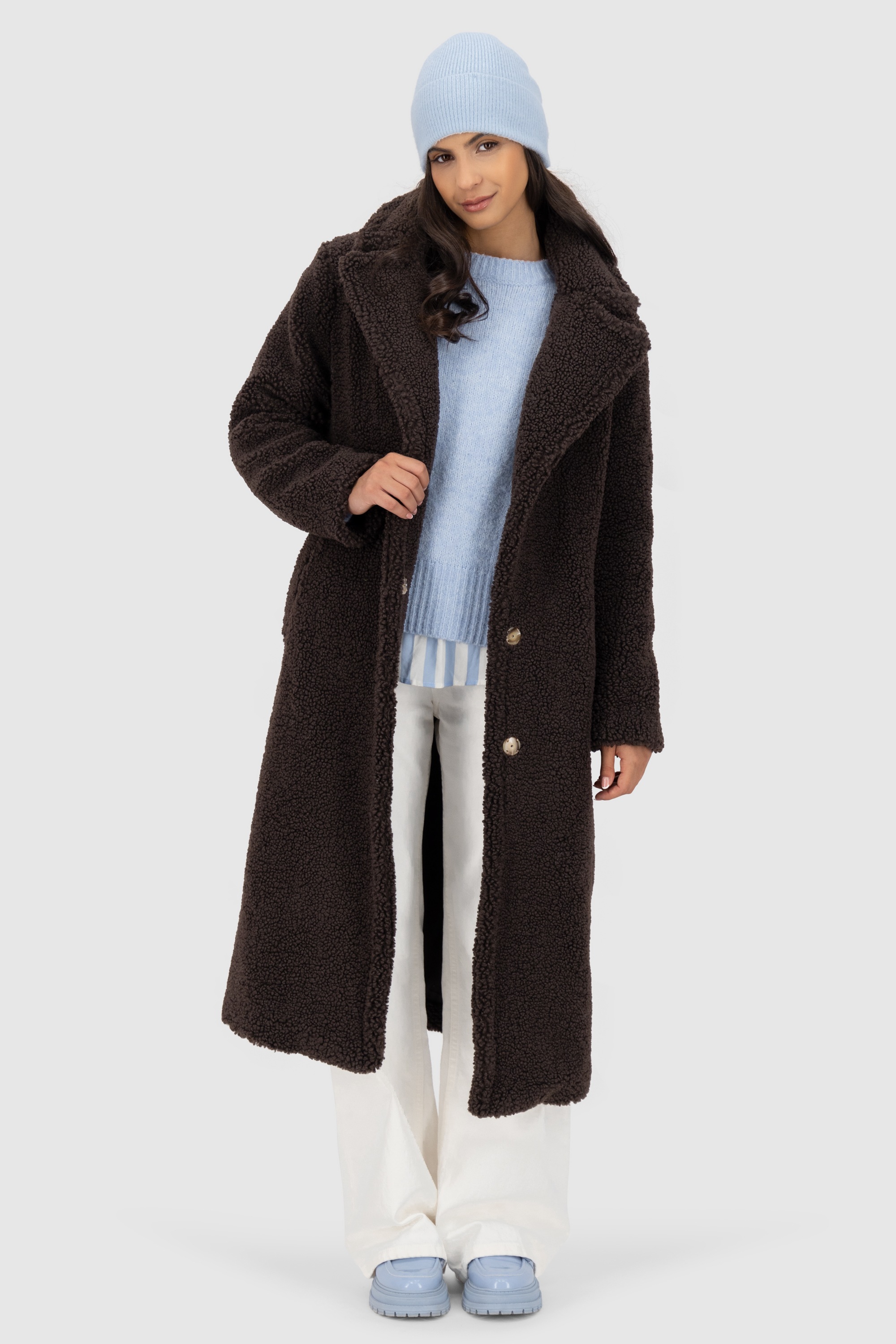 Alife & Kickin Winterjacke »Damen HariAK A«, Kuscheliger langer Teddy Wintermantel in lässiger Schnittform