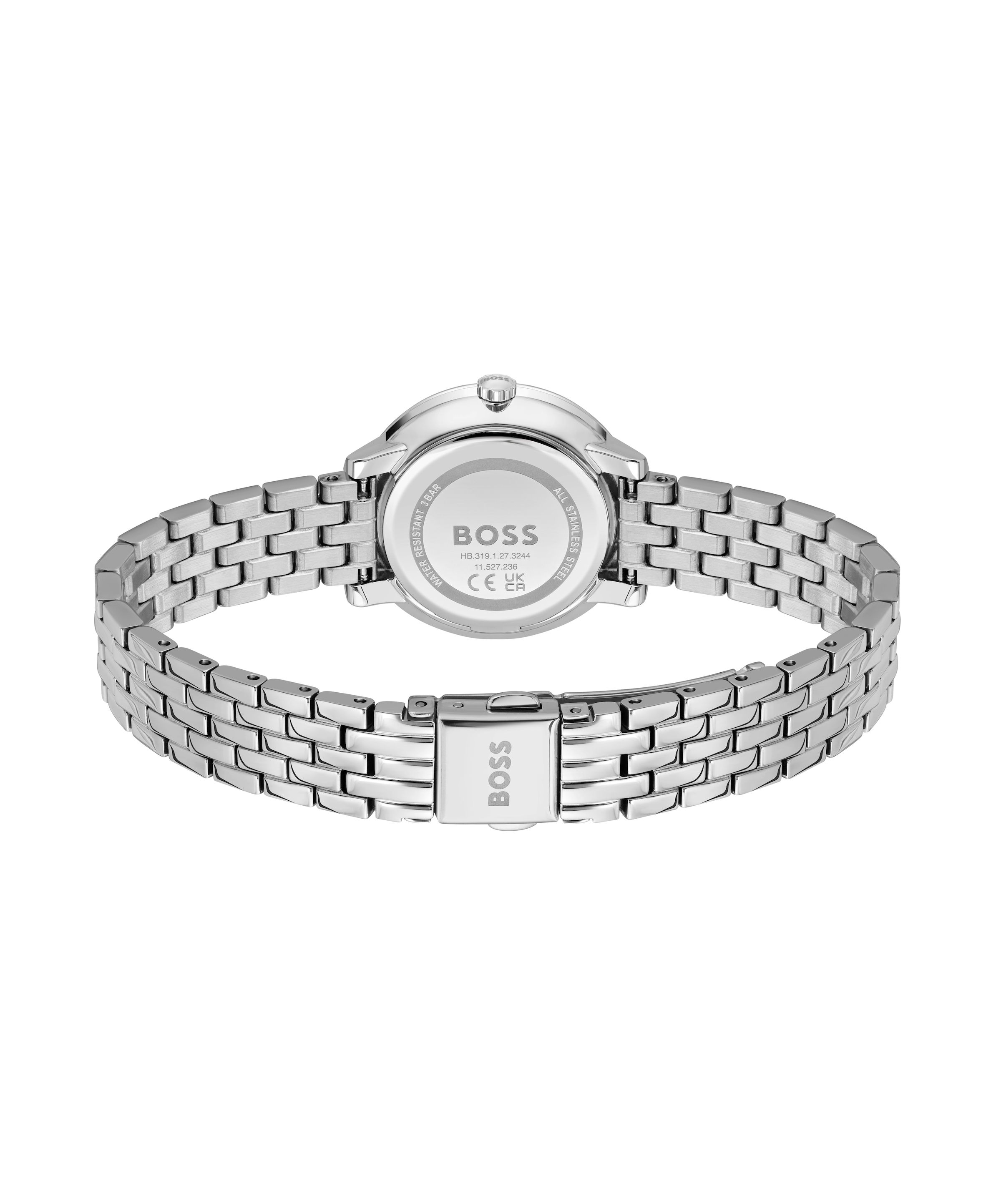 BOSS Quarzuhr »LUCIA«, Armbanduhr, Damenuhr, Edelstahlarmband, analog, Glassteine