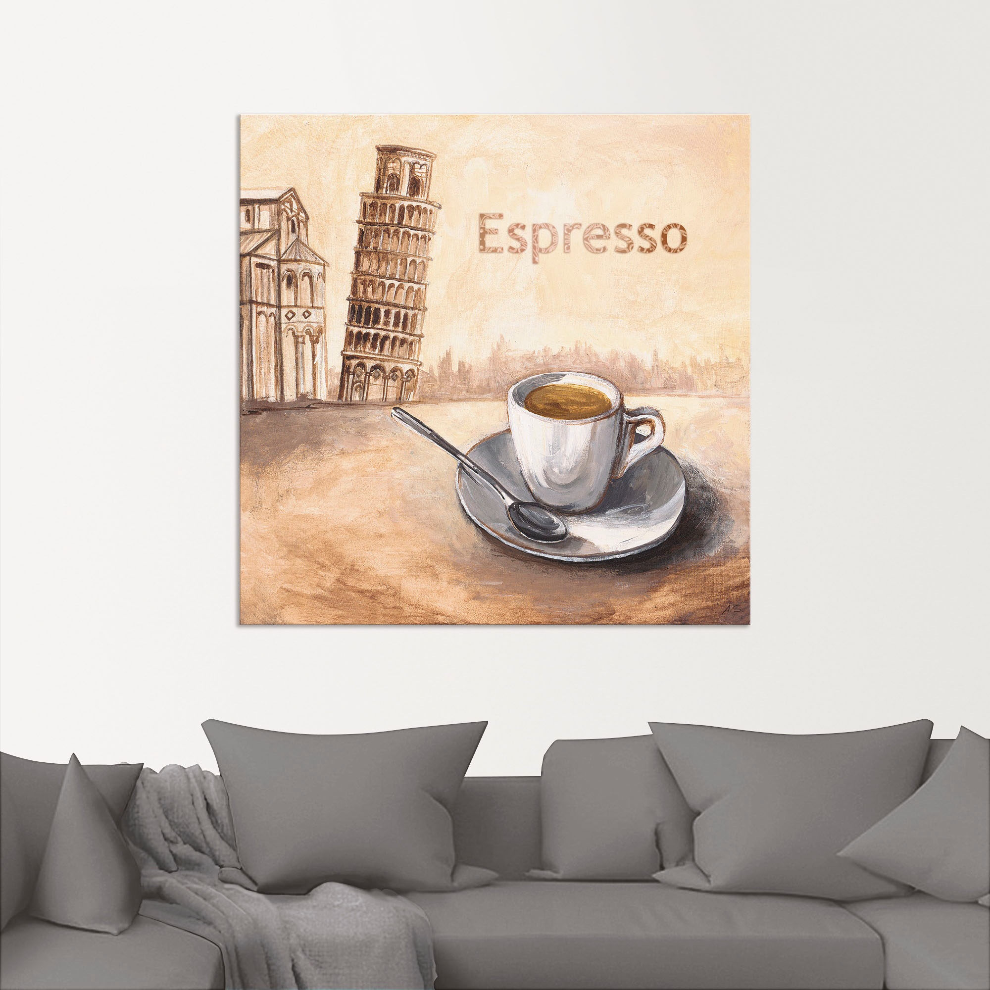 Bilder, in oder Leinwandbild, als Artland kaufen (1 St.), Alubild, Kaffee in Poster Raten Pisa«, versch. Wandbild Wandaufkleber »Espresso Größen auf
