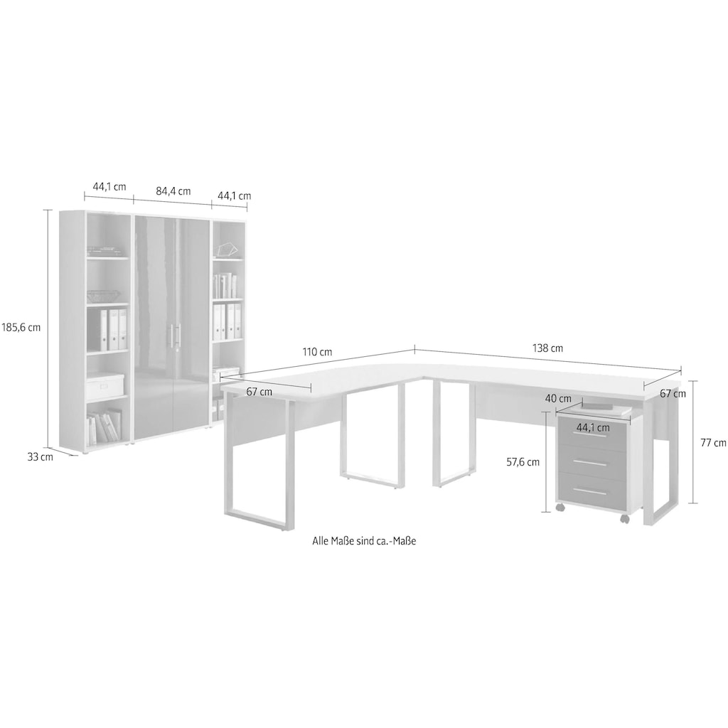 BMG Möbel Büro-Set »Tabor Office 3«, (Set, 6 tlg.)