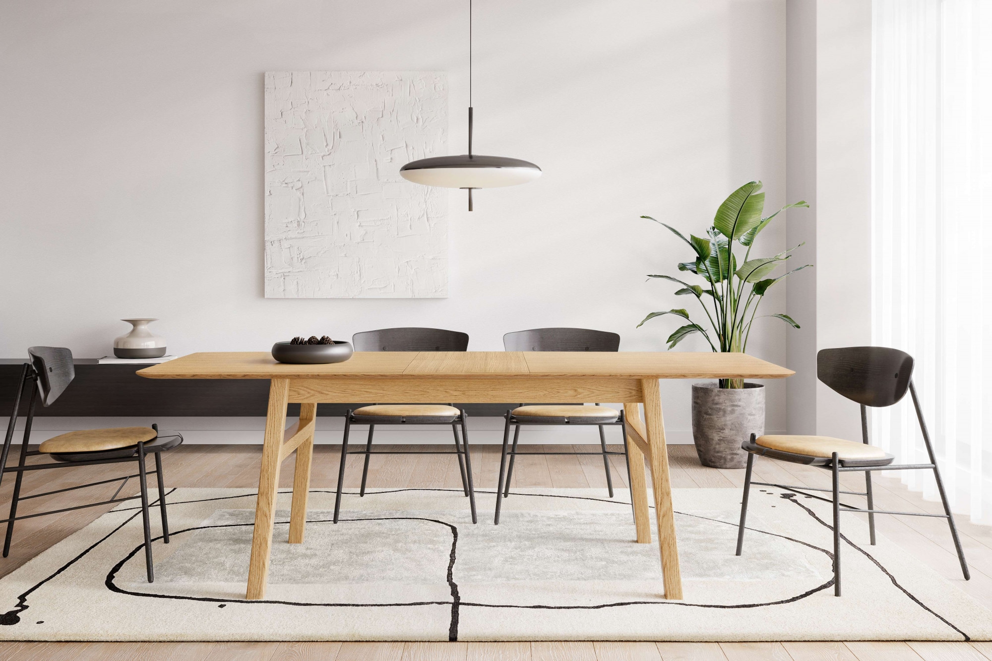 Woodman Esstisch »Curved« Scandi Design, Breite 180 cm, ausziehbar auf 220 günstig online kaufen