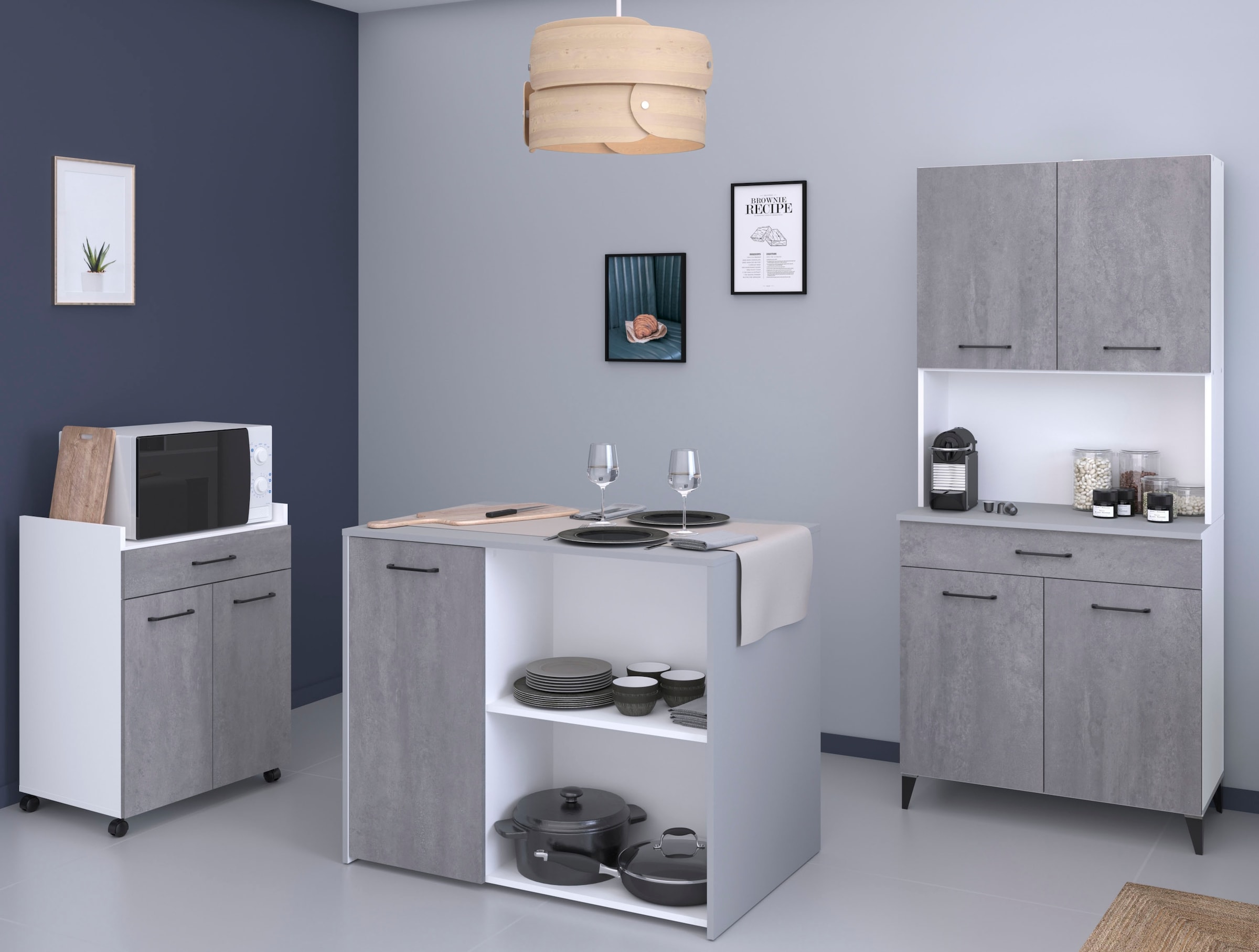 Parisot Schrank-Set »Parisot, Malice 5 - Buffet, Beistellschrank / Insel auf Rollen« Buffet, Beistellschrank, Insel - Mehrzweckrank Set, 3 Stk. tlg.