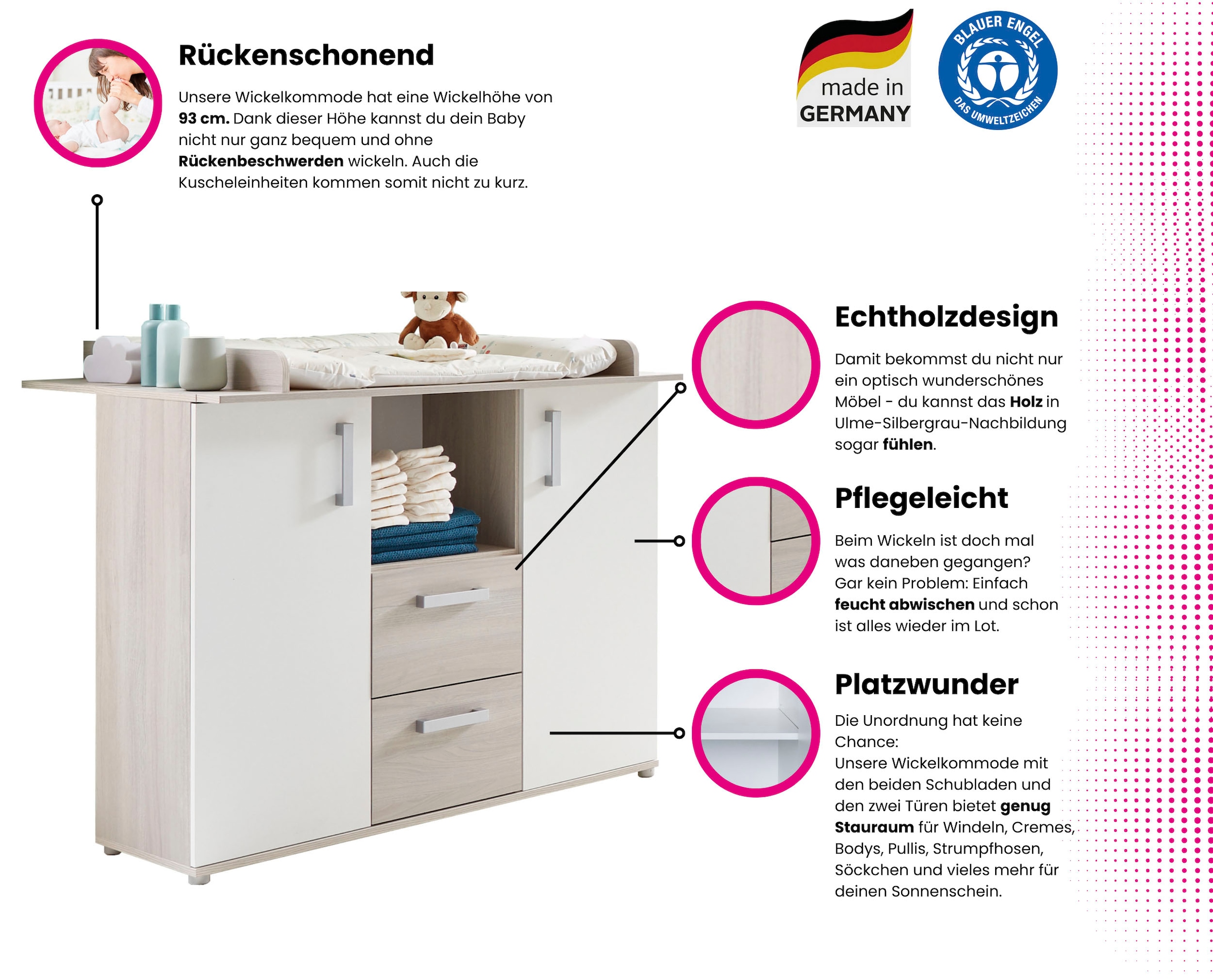 Home affaire Babyzimmer-Komplettset »Geert« Set, Kinderbett, Regal, Schrank, Wickelkommode, 4 Stk. tlg. Made in Germany; mit Kinderbett, Regal, Schrank und Wickelkommode