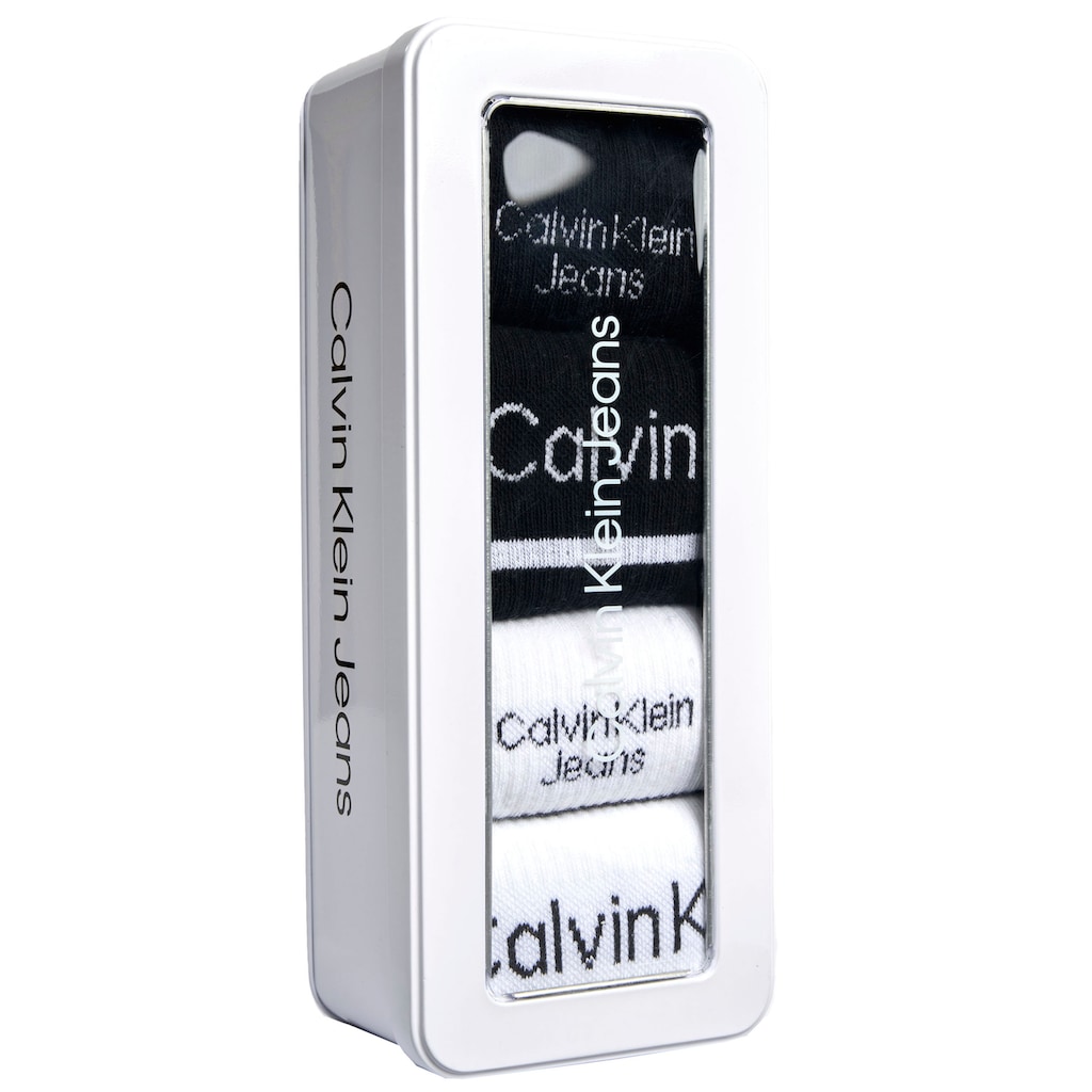 Calvin Klein Jeans Sportsocken, (Packung, 4 Paar), CKJ WOMEN SOCK 4P LOGO STRIPE GIFTBOX