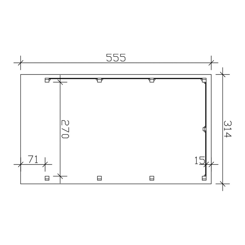 Skanholz Einzelcarport »Friesland 1«, Holz, 270 cm, braun, mit Seiten- und Rückwänden