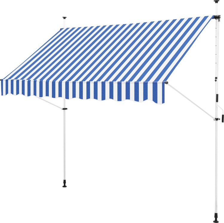 Klemmmarkise, 250x120x200-300 cm, ohne Bohren, Wellenschnitt