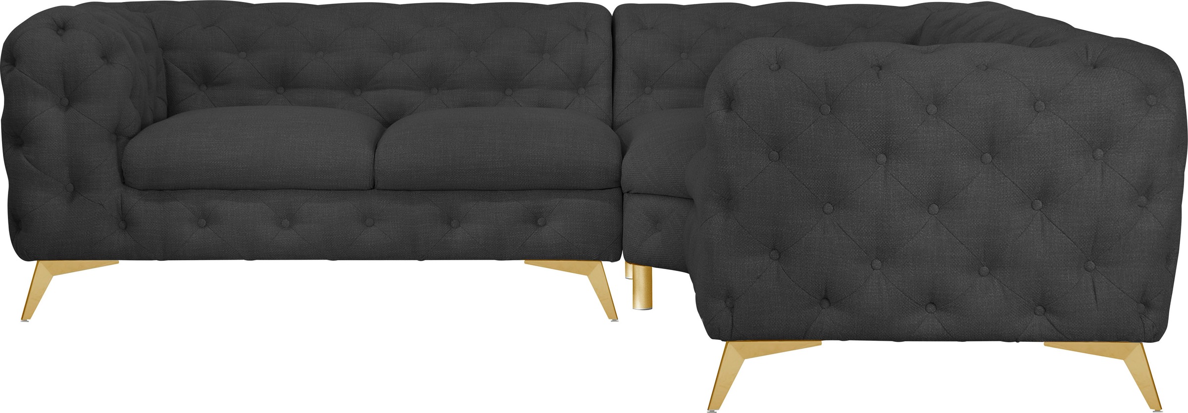 Leonique Chesterfield-Sofa »Ecksofa GLYNIS L-Form mit Wellenunterfederung, günstig online kaufen