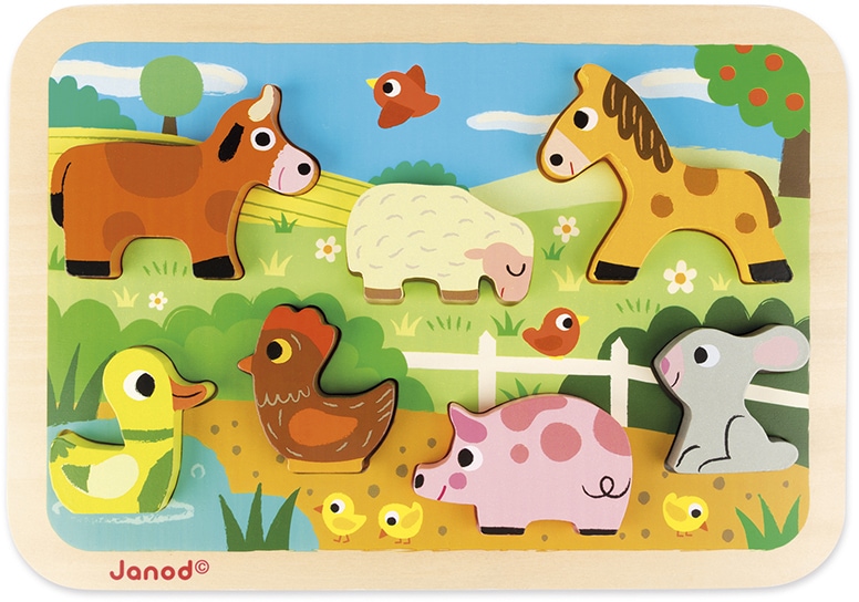 Janod Puzzle »Chunky Holzfiguren-Puzzle Bauernhof«