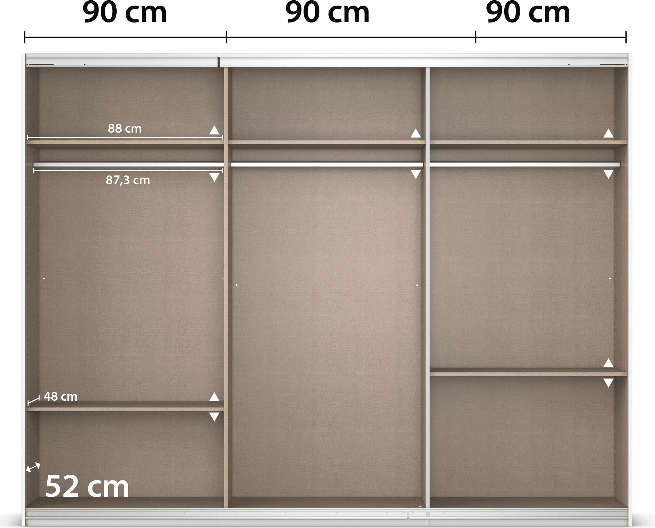 rauch Schwebetürenschrank »Kleiderschrank Schrank Garderobe AGORDO«, Top Innenausstattung, in 4 Breiten und 2 Höhen MADE IN GERMANY