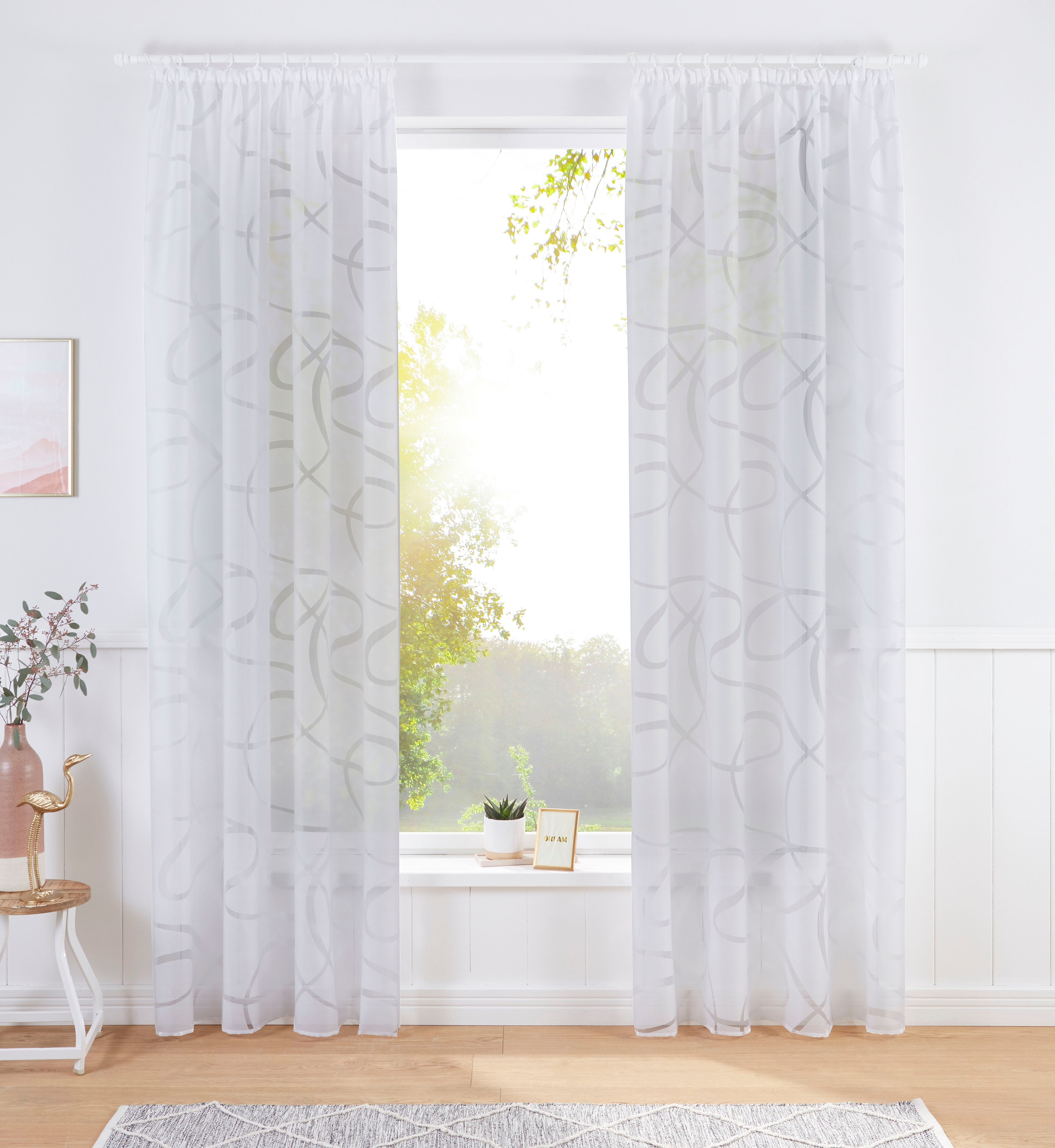 Bruno Banani Gardine »Tilo« Kräuselband 1 Stk. tlg. transparent, Ausbrenner günstig online kaufen