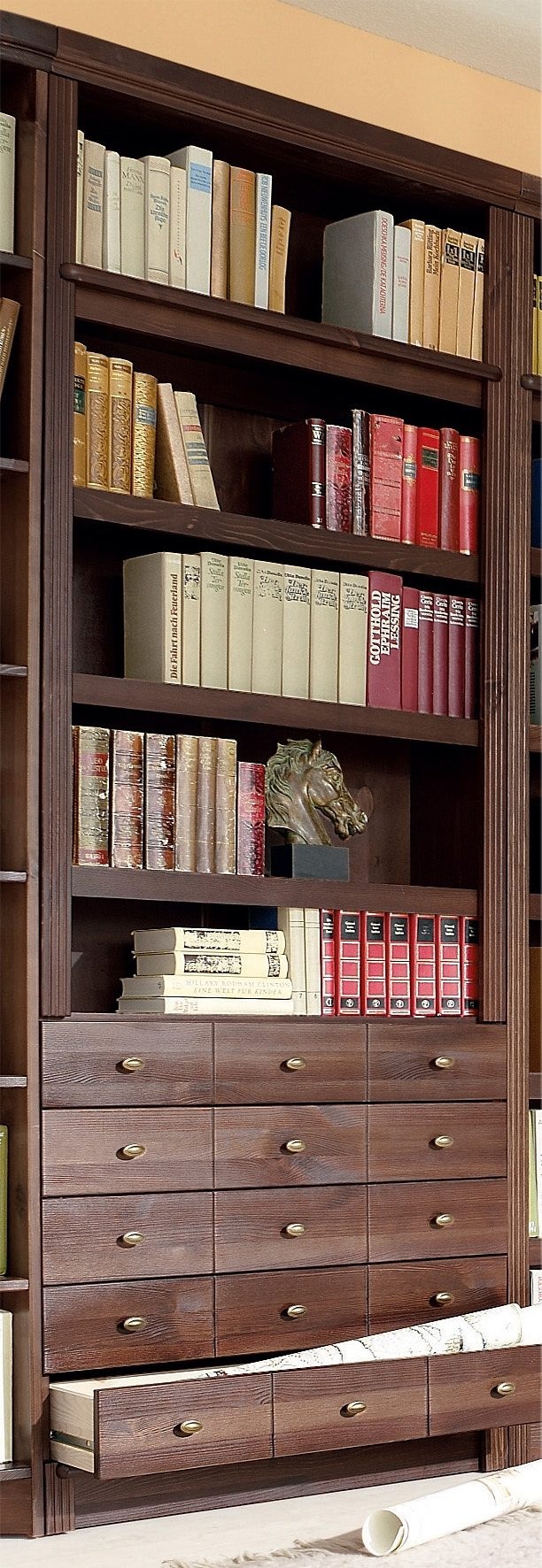 Home affaire Bücherregal »Soeren«, aus massiver Kiefer, in 2 Höhen, Tiefe 29 cm, mit 5 Schubkästen