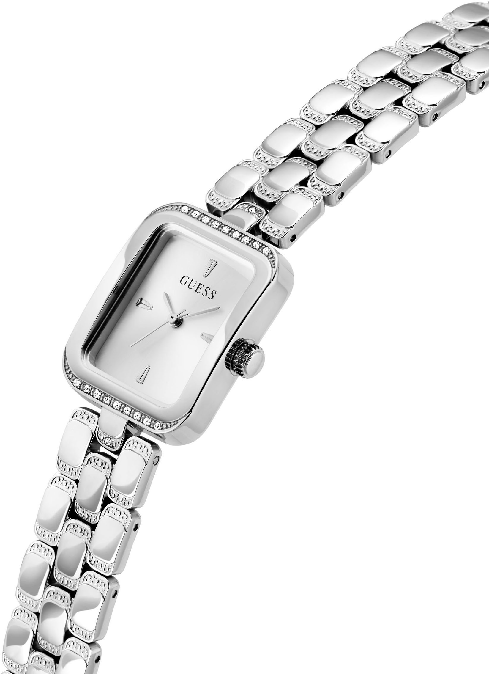 Guess Quarzuhr »ISLA«, Armbanduhr, Damenuhr, Edelstahlarmband
