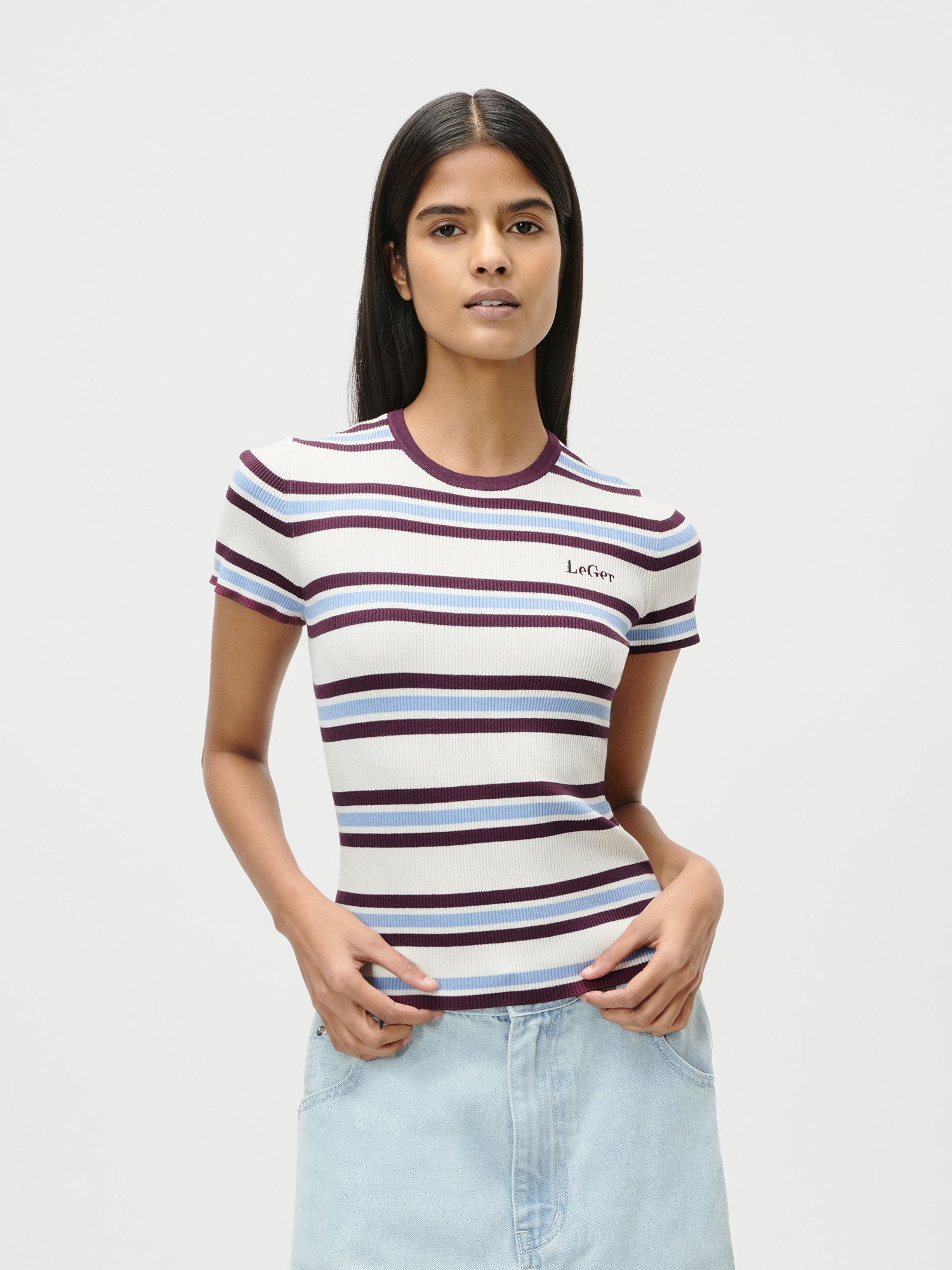 LeGer T-Shirt »Danielle, LeGer by Lena Gercke« schmale Passform, mehrfarbig geringelt