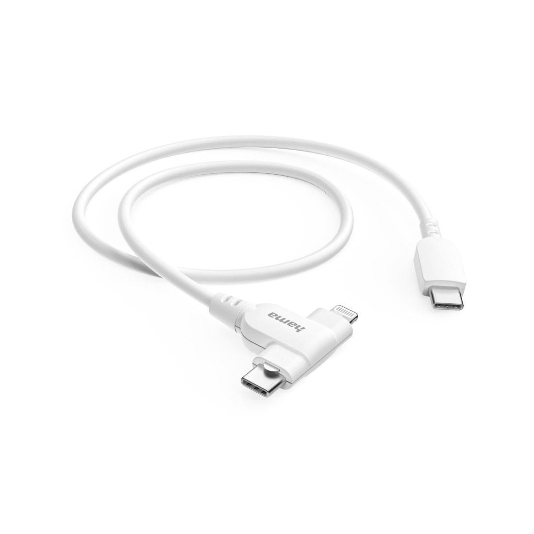 Hama USB-Kabel »2in1 USB-Kabel, USB-C auf USB-C/Lightning, 1,5m, weiß«, USB Typ C-USB-C-Lightning, USB-C, 150 cm, Datenübertragung, Schnellladefunktion