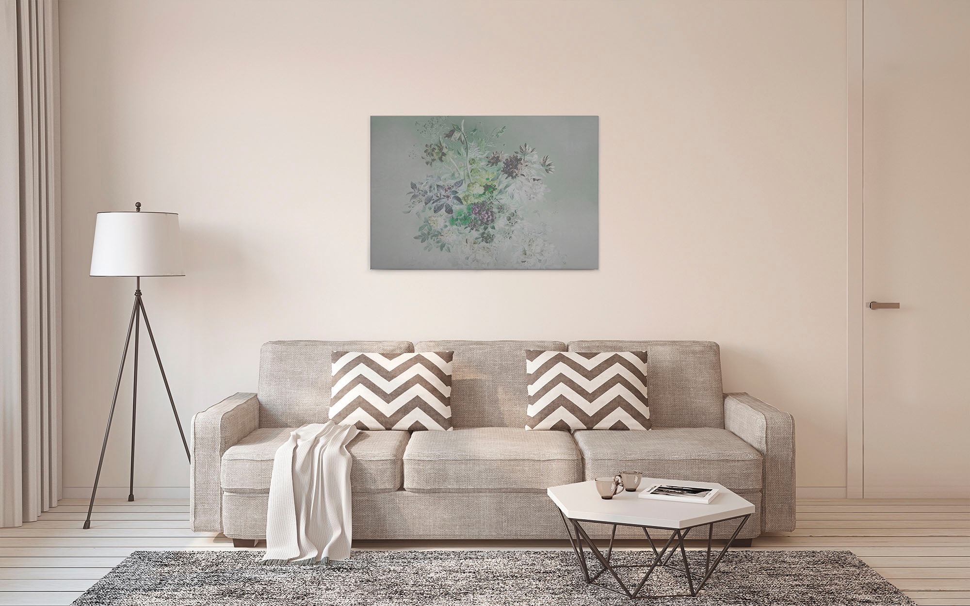 A.S. Création Leinwandbild »bouquet pastel«, Kunst-Blumen-Kinder, (1 St.), Keilrahmen Blumen Floral Grau Pastel Leinwand-Bild Wohnzimmer modern