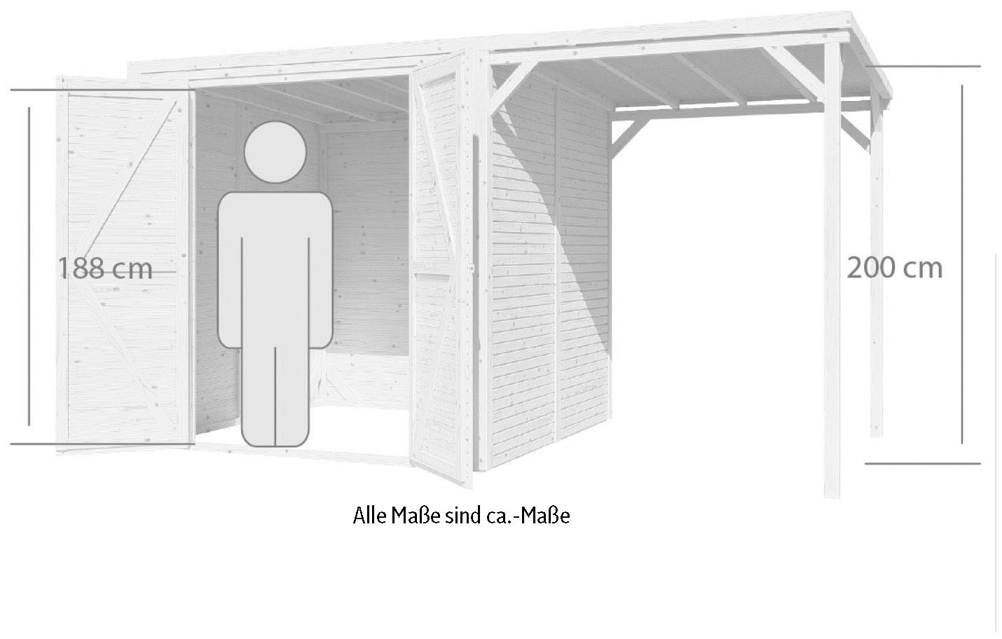 KONIFERA Gartenhaus »Beno 2 PLUS Fineline Flachdach«, mit Anbaudach
