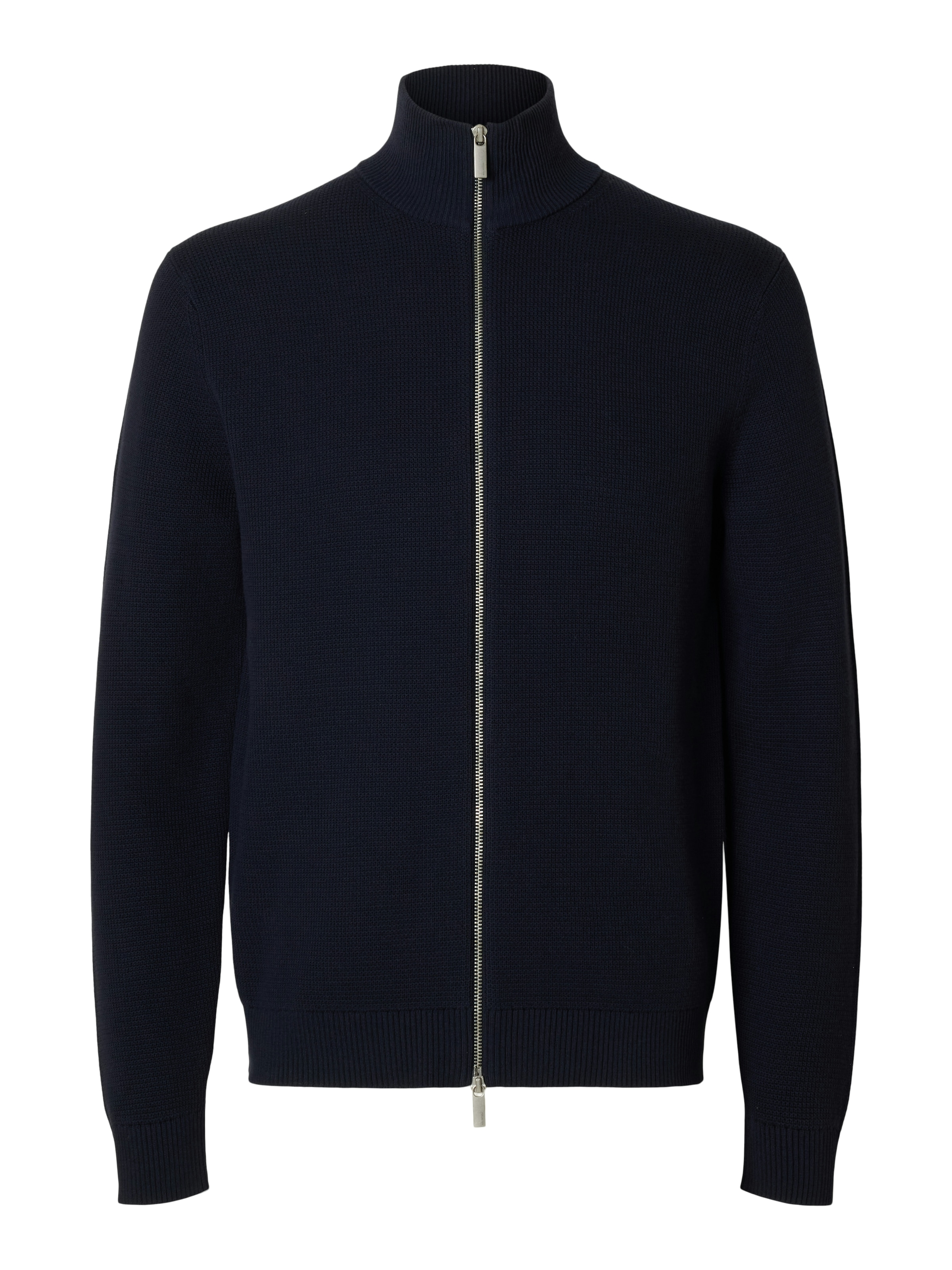 SELECTED Strickjacke »SLMDANE LS KNIT STRUCTURE FULL ZIP NOOS« Baumwolle, regular fit