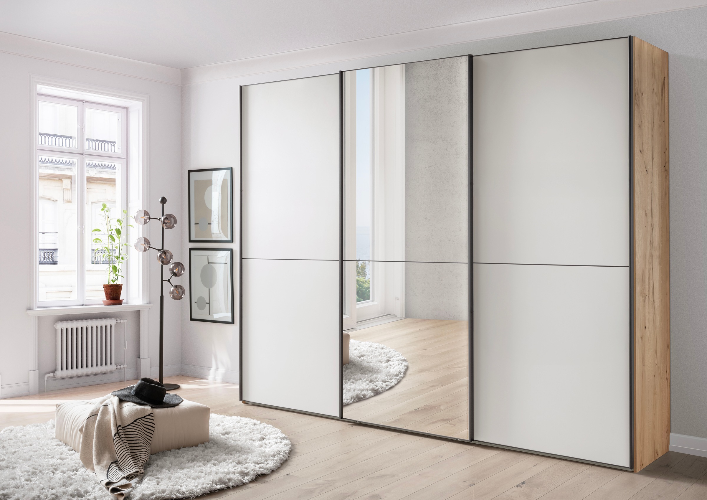 WIEMANN Schwebetürenschrank »Phoenix, Made in Germany, modernes Design, Highlight, Blickfang« Viele Farbkombinationen, in 4 Breiten und in 2 Höhen erhältlich,  maximaler Staurraum, inkl.Einlegeböden, Wäscheböden u. Dämpfer