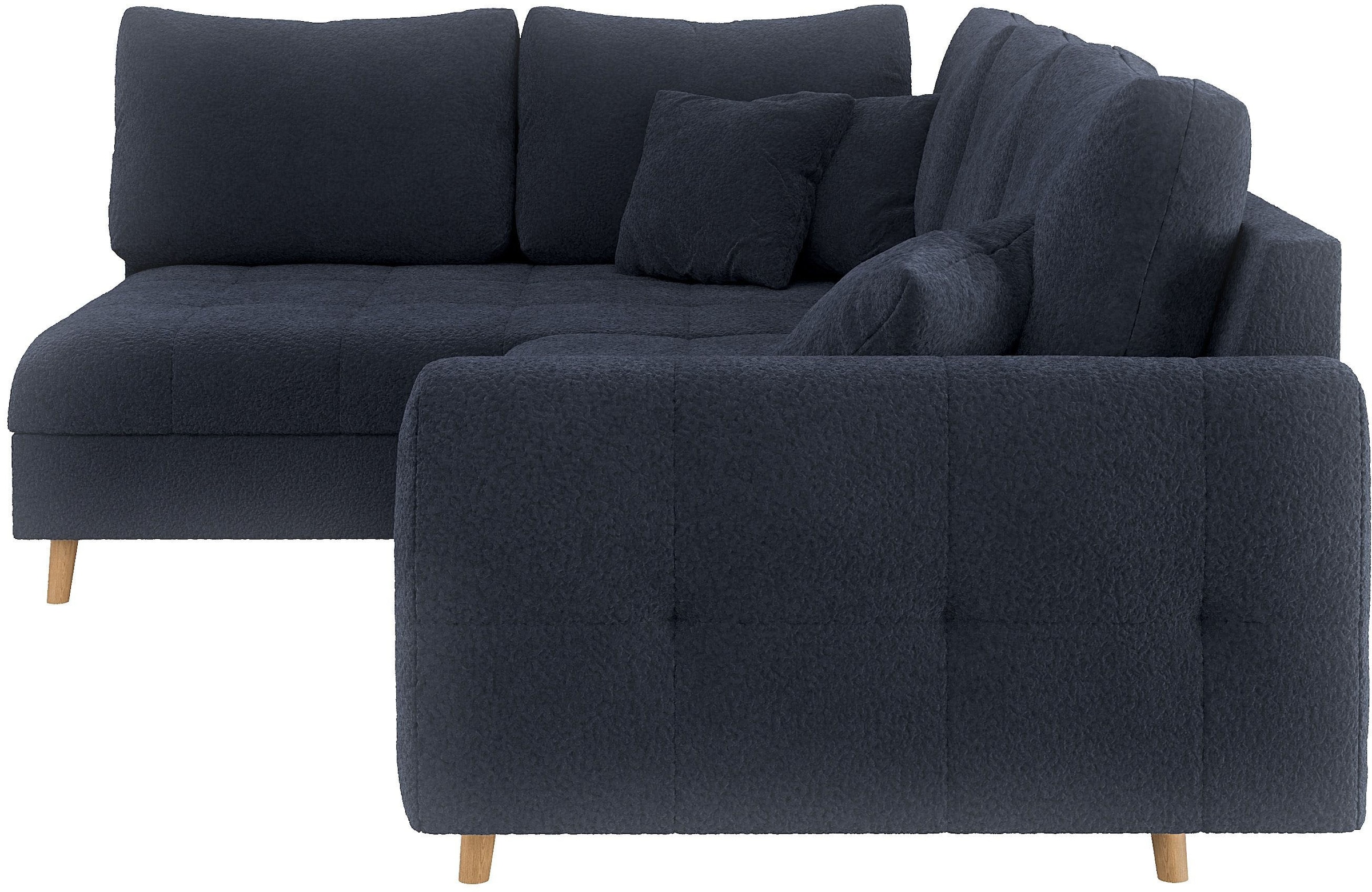 Home affaire Ecksofa »CHARRE L-Form mit Ottomane, Maße B/T/H: 231/161/81 cm«, feine Steppung, lose Rücken- und Zierkissen, auch in Cord und Bouclé