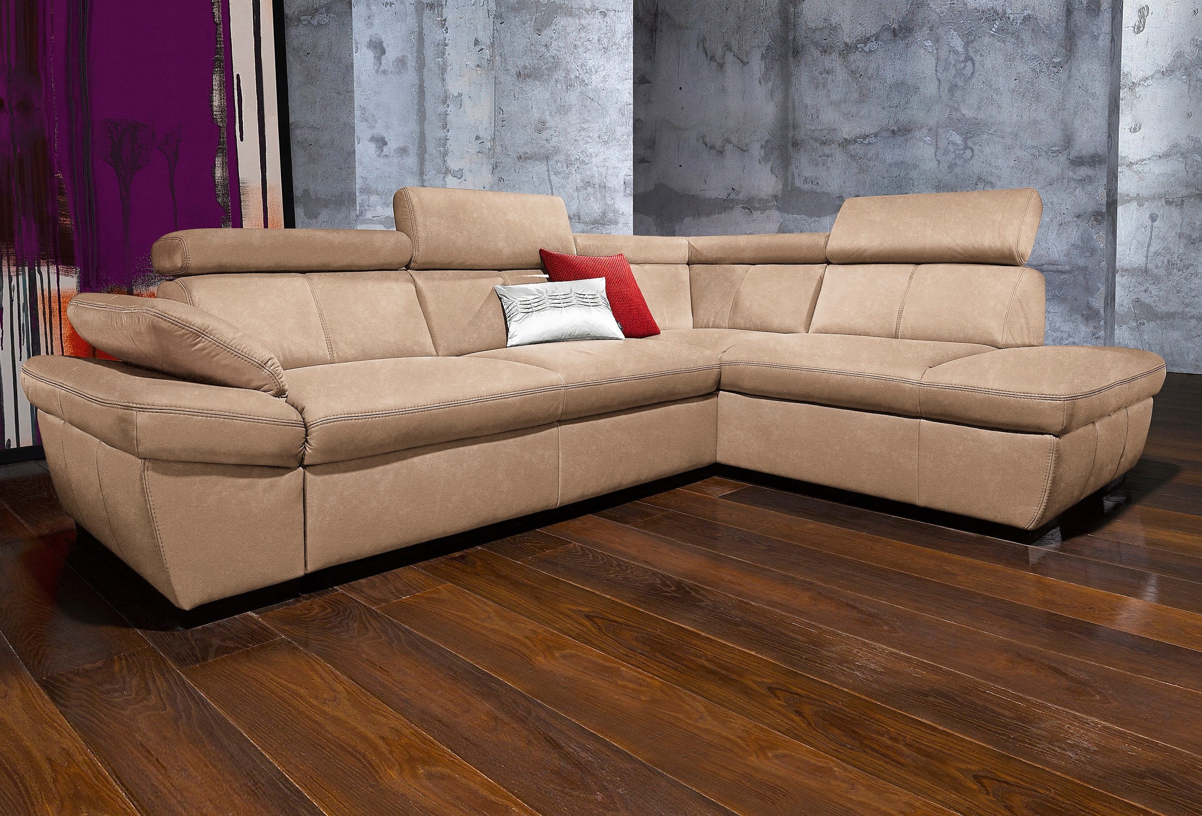 exxpo - sofa fashion Ecksofa »Salerno, Funktionssofa, hoher Sitzkomfort, Br günstig online kaufen